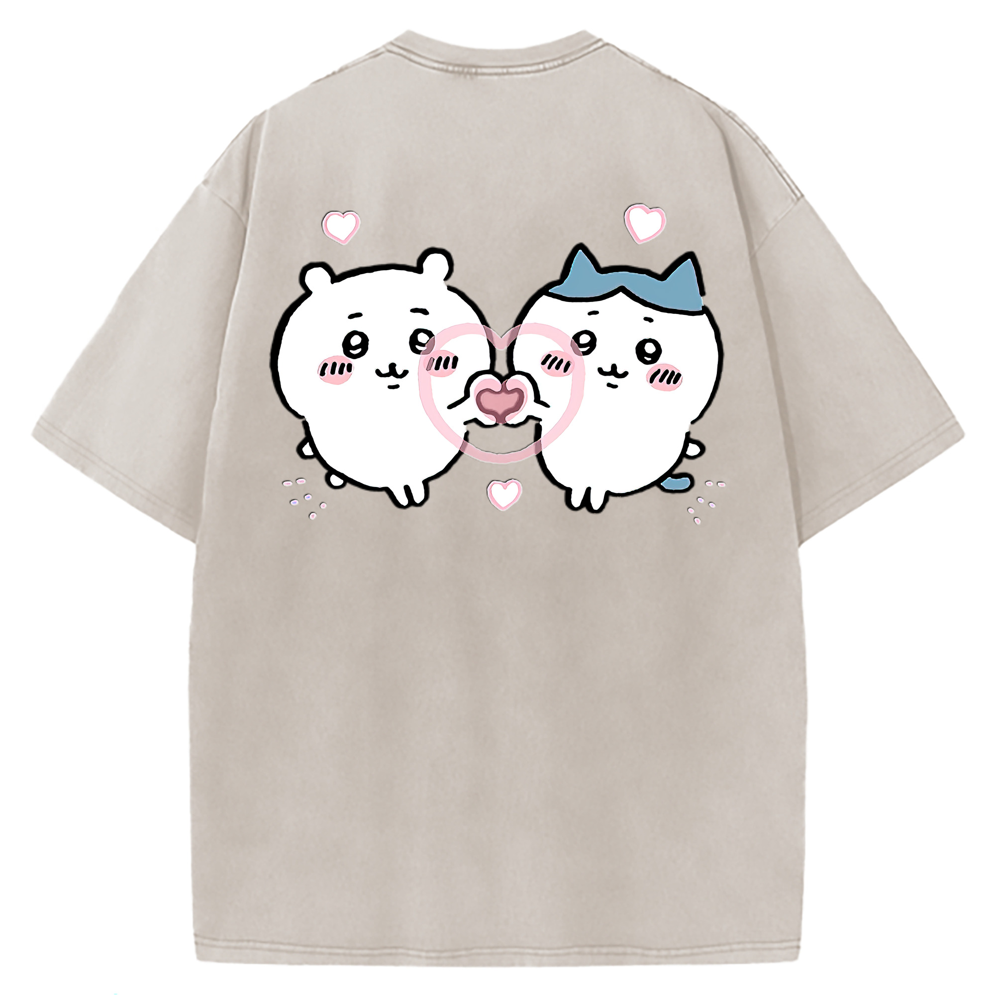 （画像用） ちいかわ ちいかわ Chii-kawa chiikawa 綿100% ヴィンテージ風 半袖Tシャツ（背面プリント）