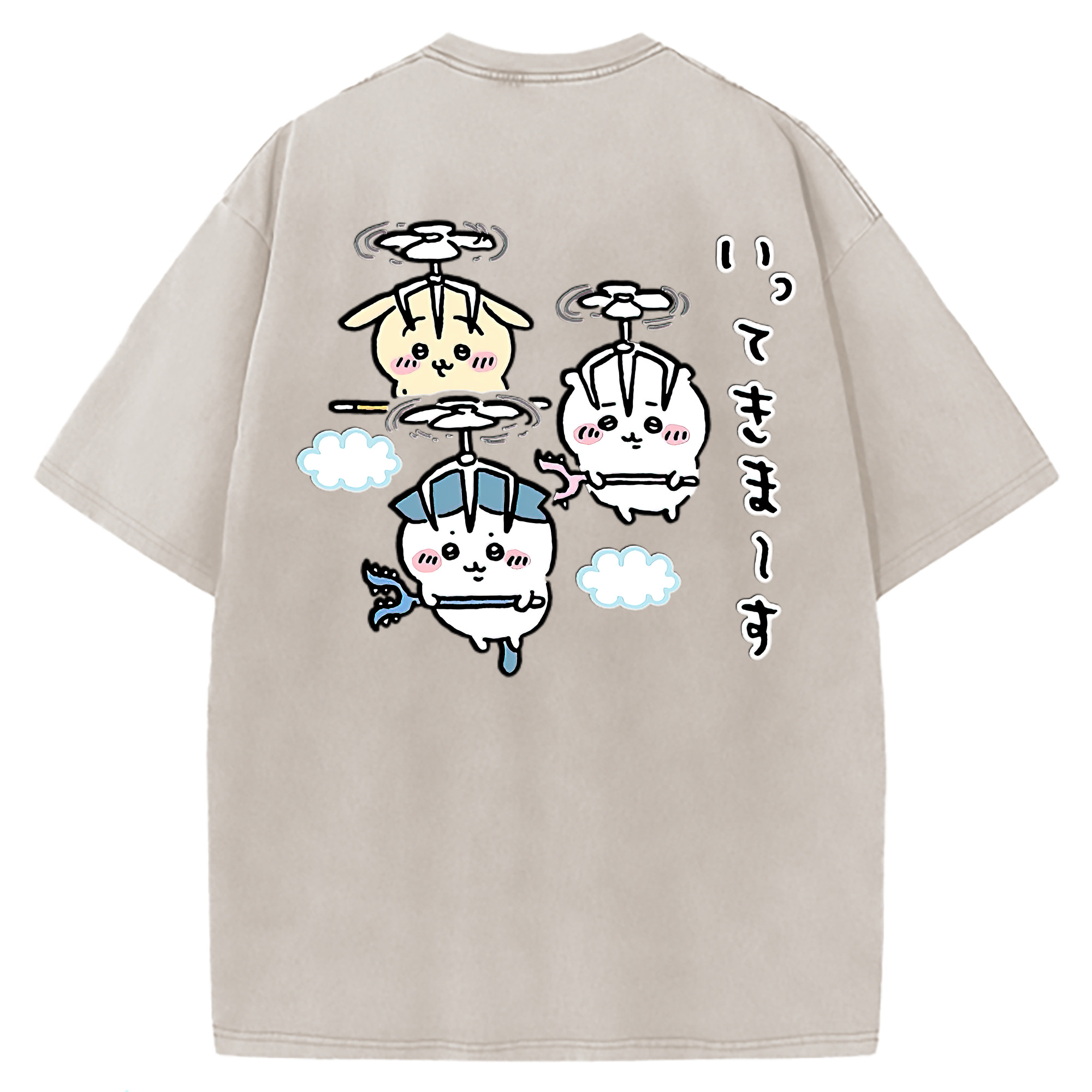 （画像用） ちいかわ ちいかわ Chii-kawa chiikawa 綿100% ヴィンテージ風 半袖Tシャツ（背面プリント）