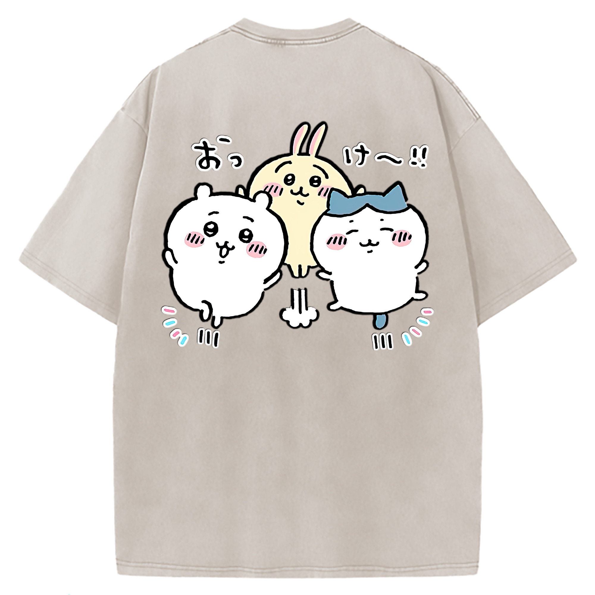 （画像用） ちいかわ ちいかわ Chii-kawa chiikawa 綿100% ヴィンテージ風 半袖Tシャツ（背面プリント）