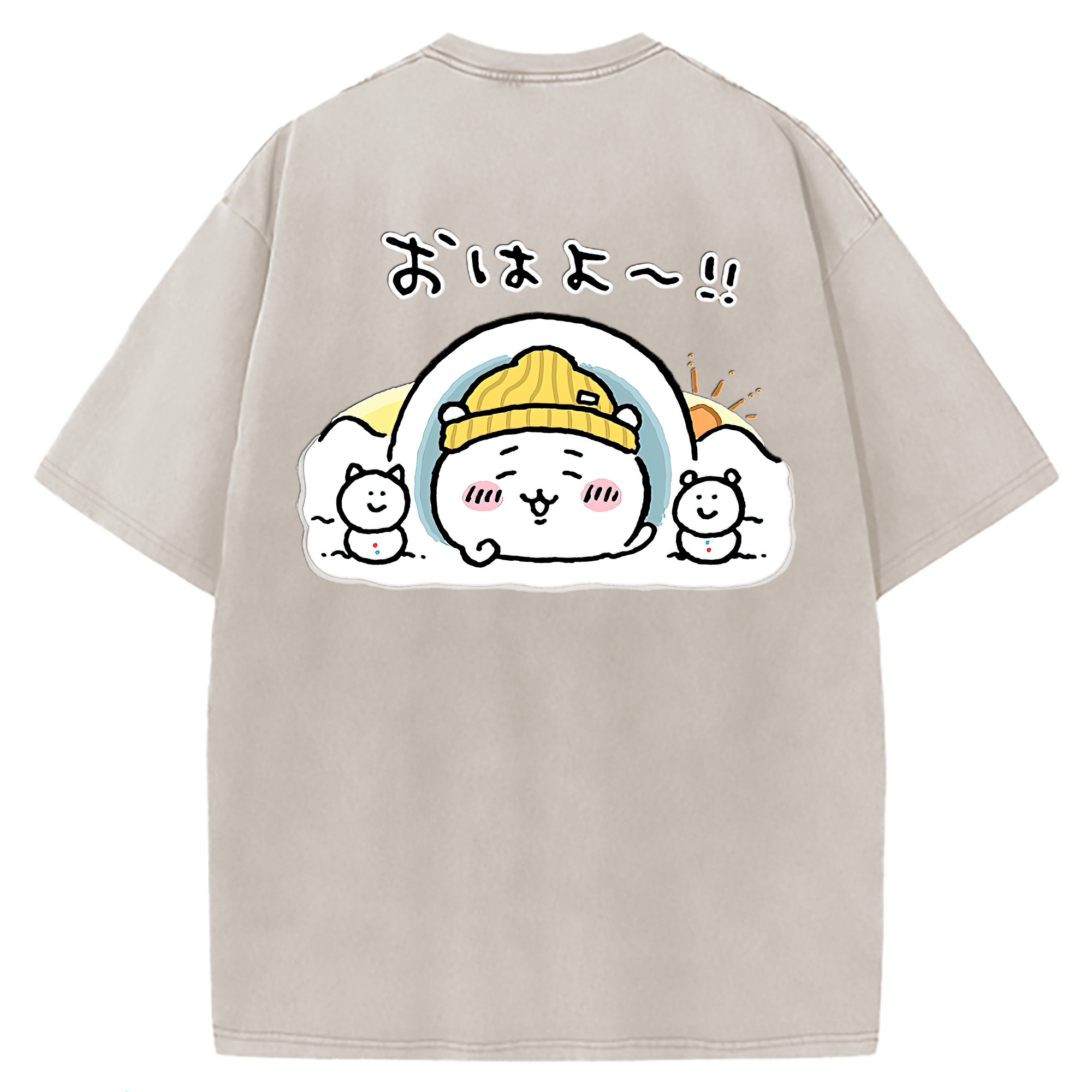 （画像用） ちいかわ ちいかわ Chii-kawa chiikawa 綿100% ヴィンテージ風 半袖Tシャツ（背面プリント）