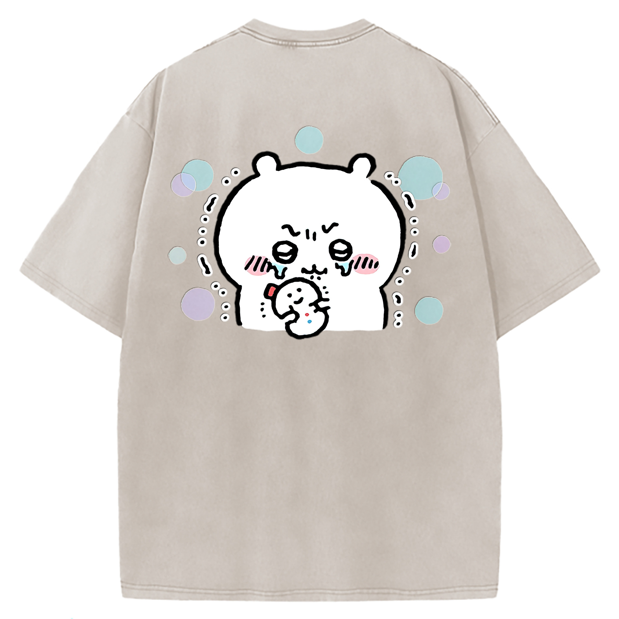 （画像用） ちいかわ ちいかわ Chii-kawa chiikawa 綿100% ヴィンテージ風 半袖Tシャツ（背面プリント）