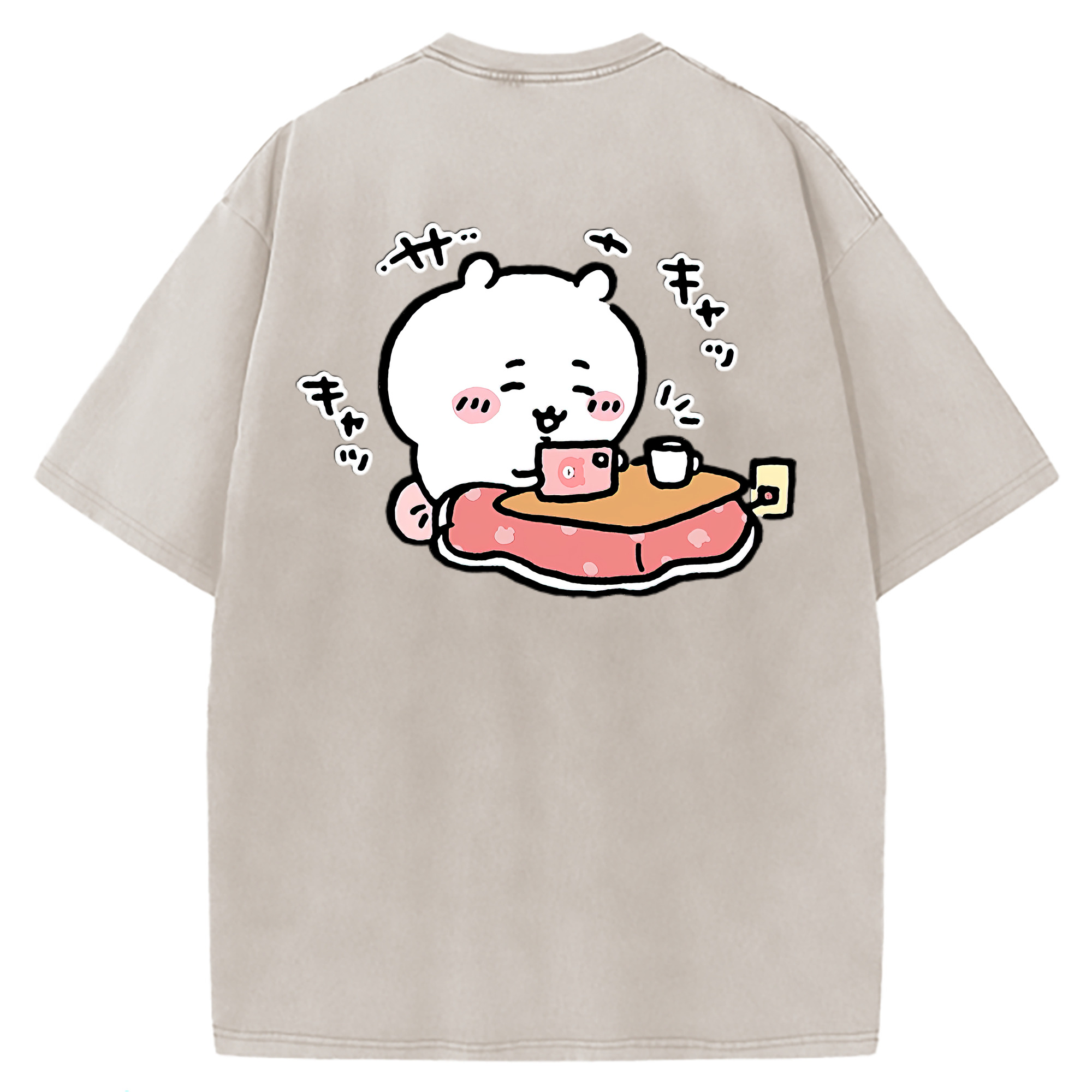 （画像用） ちいかわ ちいかわ Chii-kawa chiikawa 綿100% ヴィンテージ風 半袖Tシャツ（背面プリント）