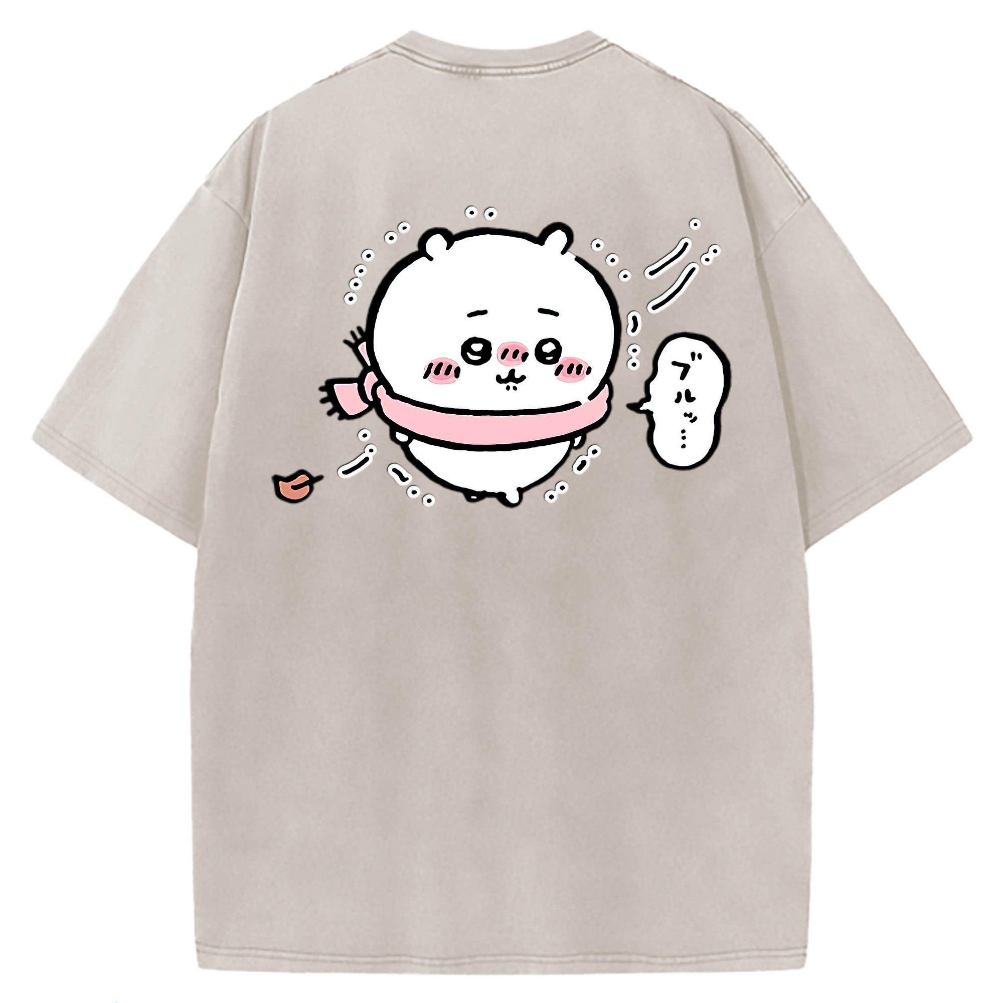 （画像用） ちいかわ ちいかわ Chii-kawa chiikawa 綿100% ヴィンテージ風 半袖Tシャツ（背面プリント）