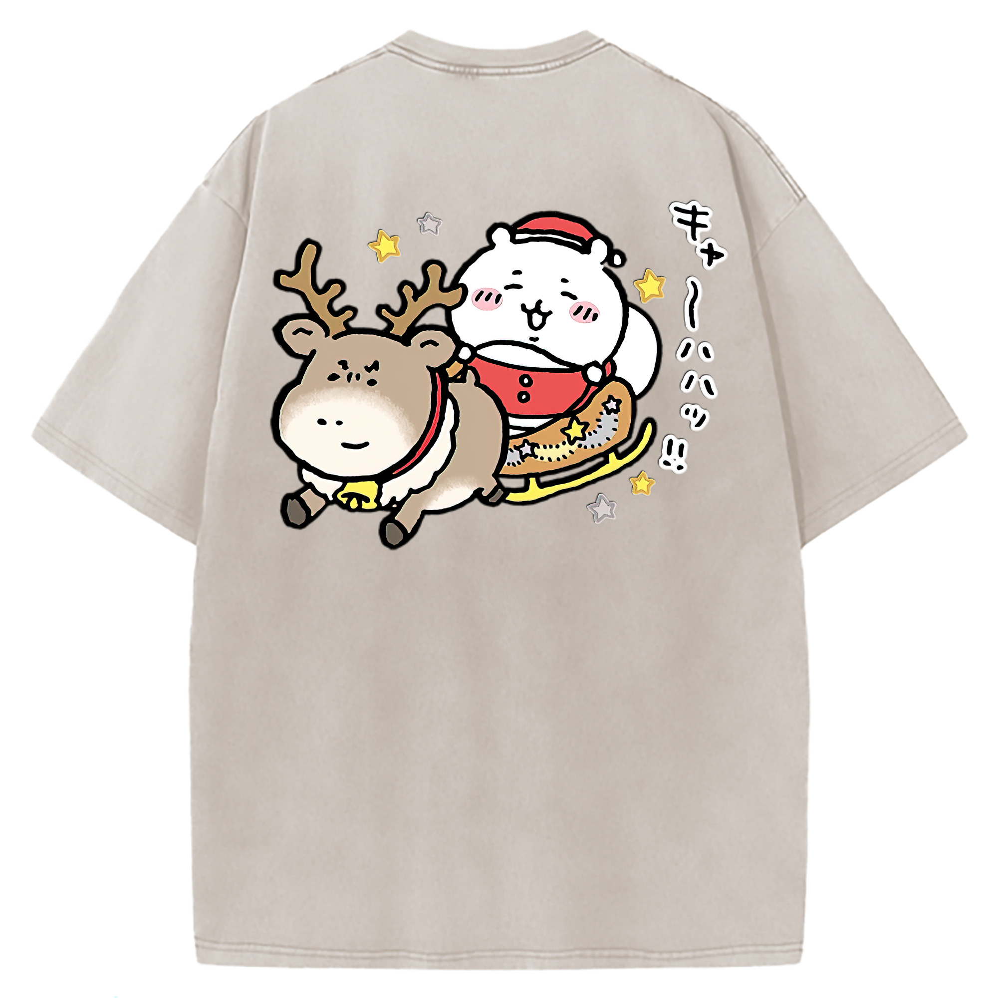 （画像用） ちいかわ ちいかわ Chii-kawa chiikawa 綿100% ヴィンテージ風 半袖Tシャツ（背面プリント）