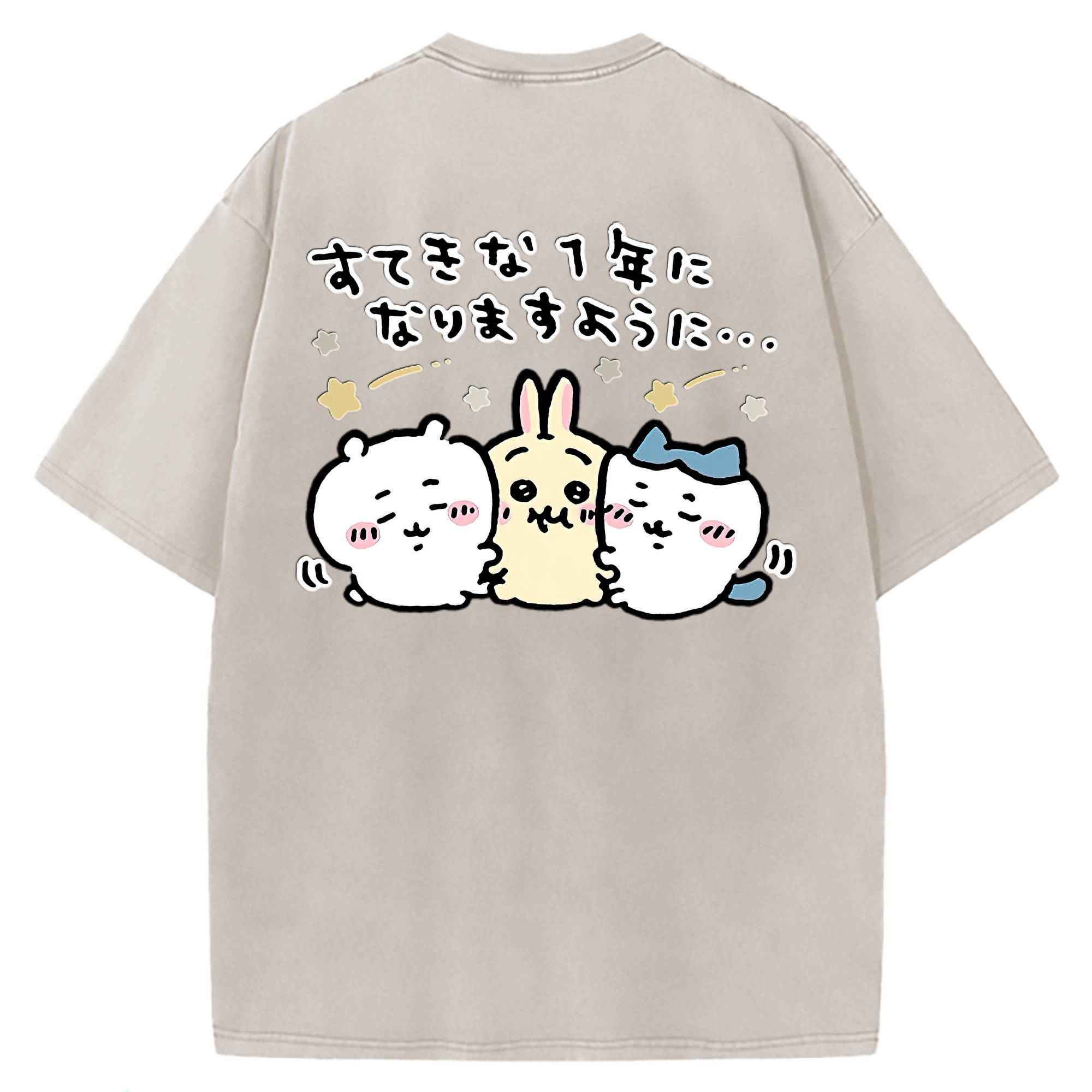 （画像用） ちいかわ ちいかわ Chii-kawa chiikawa 綿100% ヴィンテージ風 半袖Tシャツ（背面プリント）