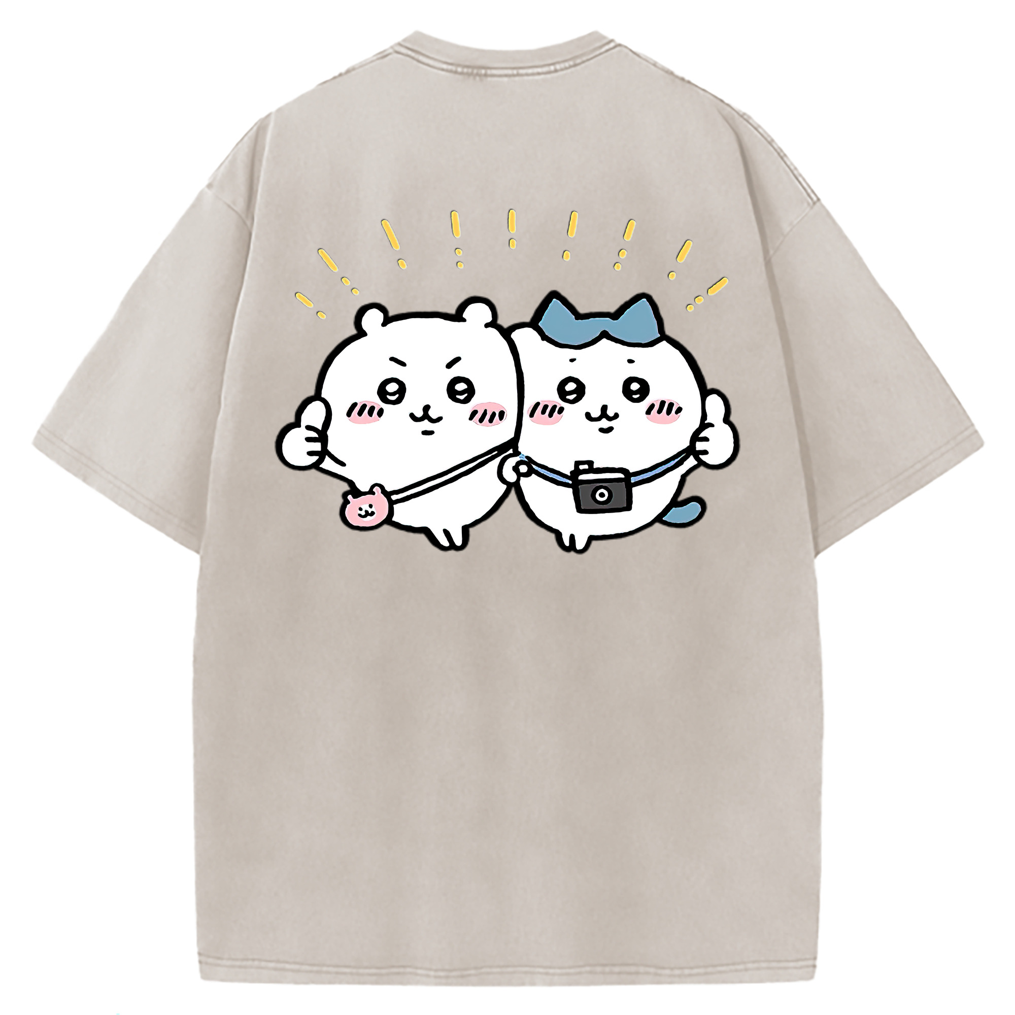 （画像用） ちいかわ ちいかわ Chii-kawa chiikawa 綿100% ヴィンテージ風 半袖Tシャツ（背面プリント）