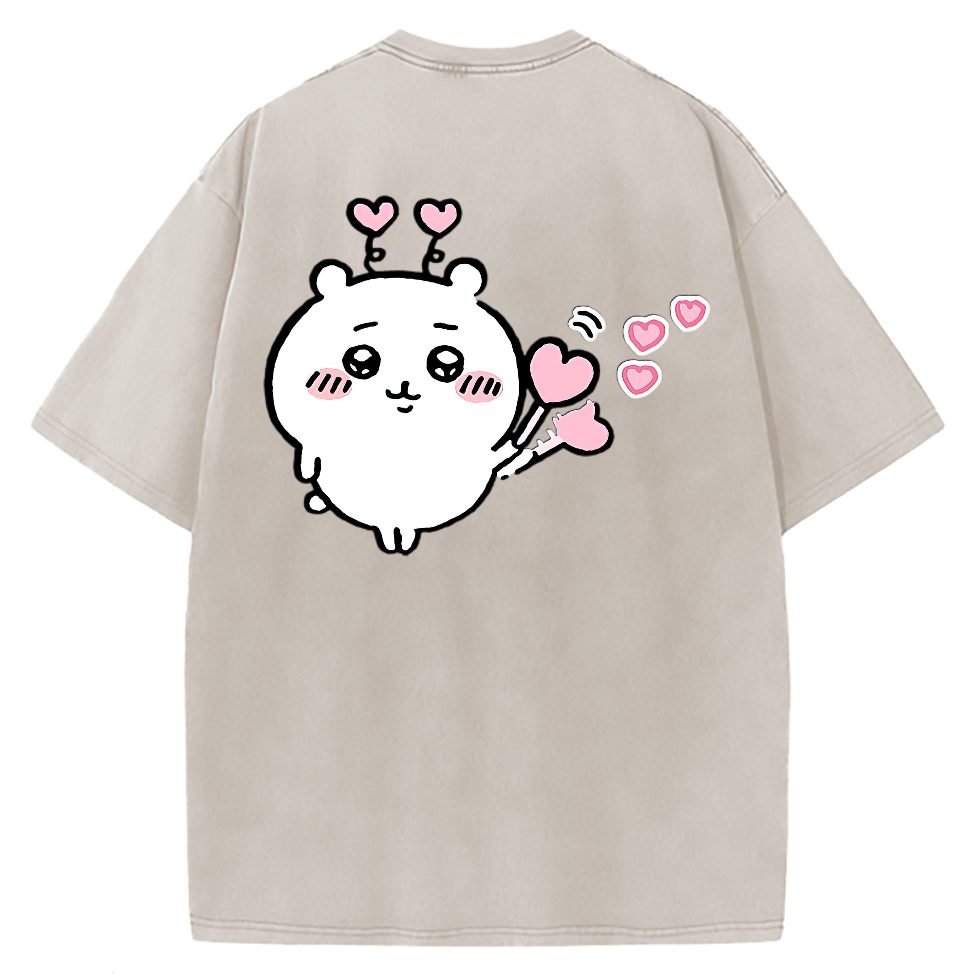 （画像用） ちいかわ ちいかわ Chii-kawa chiikawa 綿100% ヴィンテージ風 半袖Tシャツ（背面プリント）