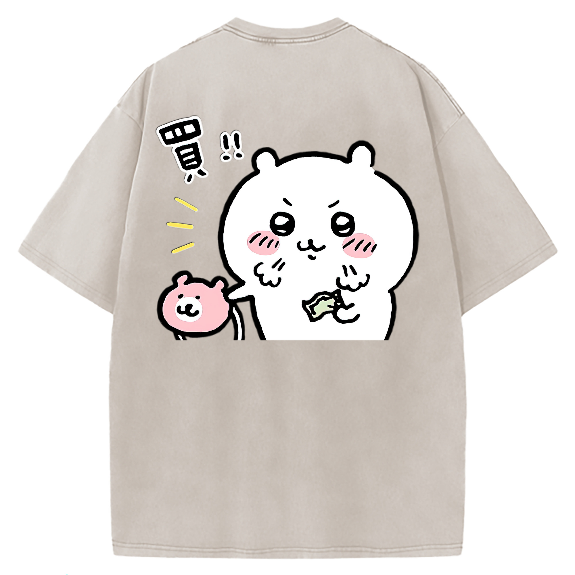 （画像用） ちいかわ ちいかわ Chii-kawa chiikawa 綿100% ヴィンテージ風 半袖Tシャツ（背面プリント）