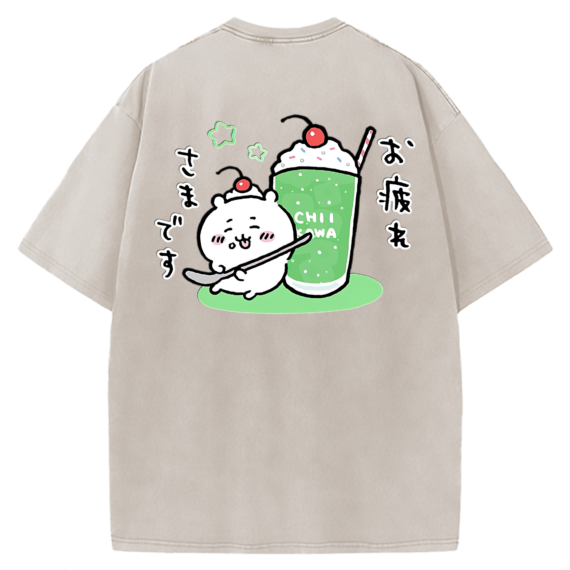 （画像用） ちいかわ ちいかわ Chii-kawa chiikawa 綿100% ヴィンテージ風 半袖Tシャツ（背面プリント）