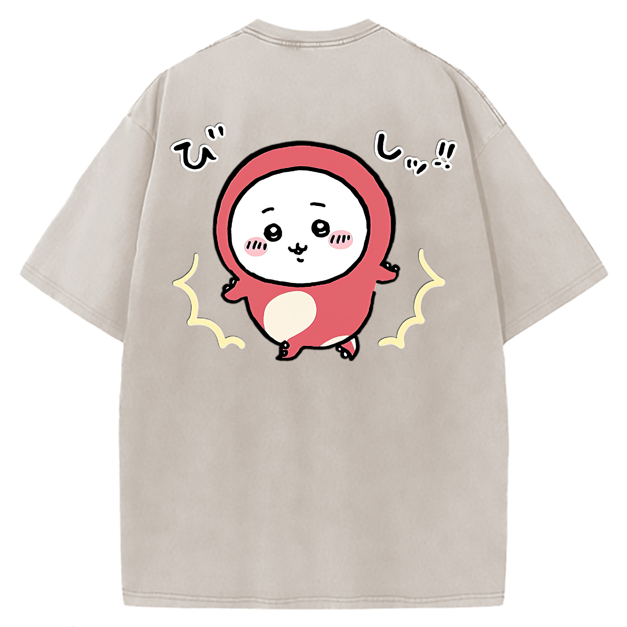 （画像用） ちいかわ ちいかわ Chii-kawa chiikawa 綿100% ヴィンテージ風 半袖Tシャツ（背面プリント）