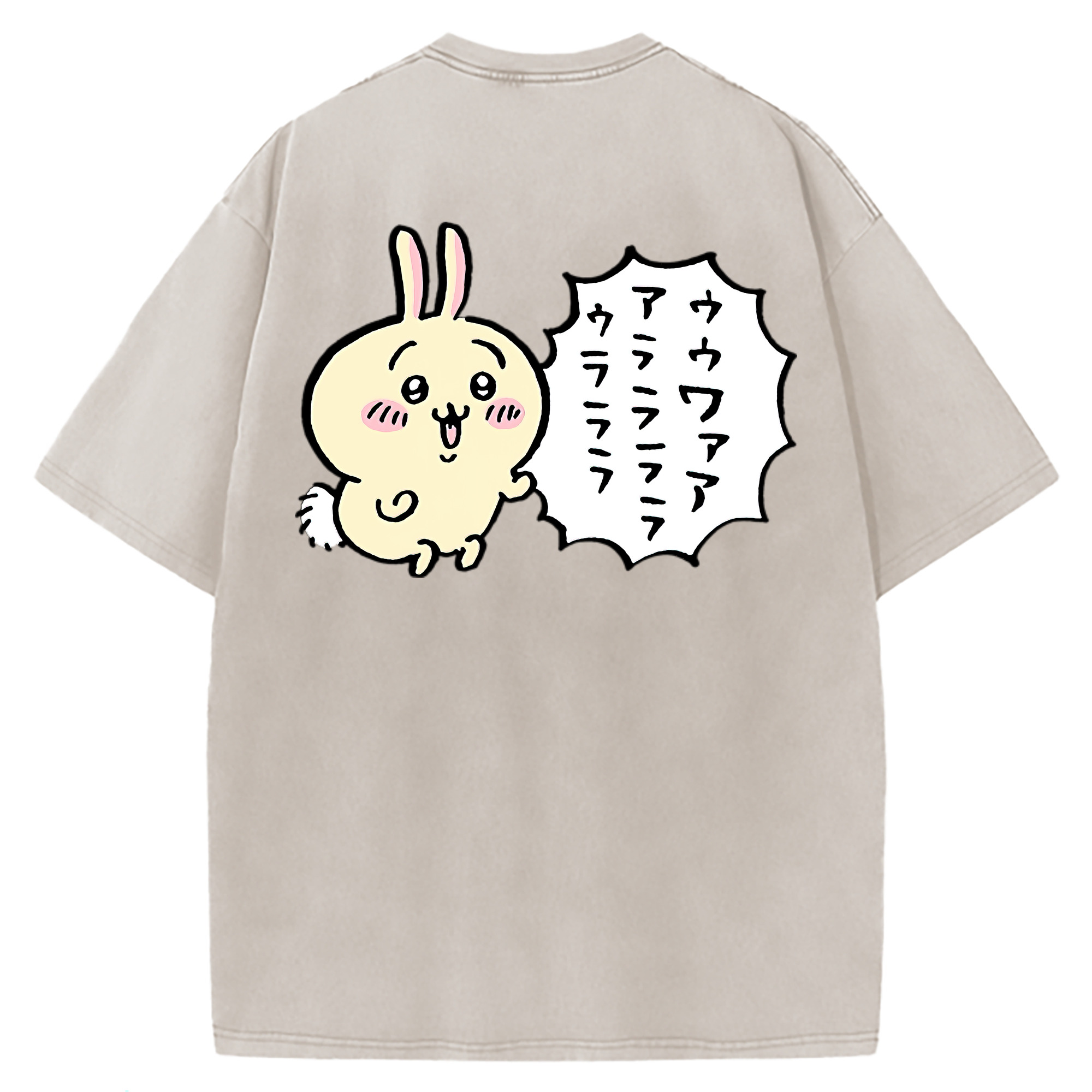（画像用） ちいかわ うさぎ Chii-kawa usagi 綿100% ヴィンテージ風 半袖Tシャツ（背面プリント）