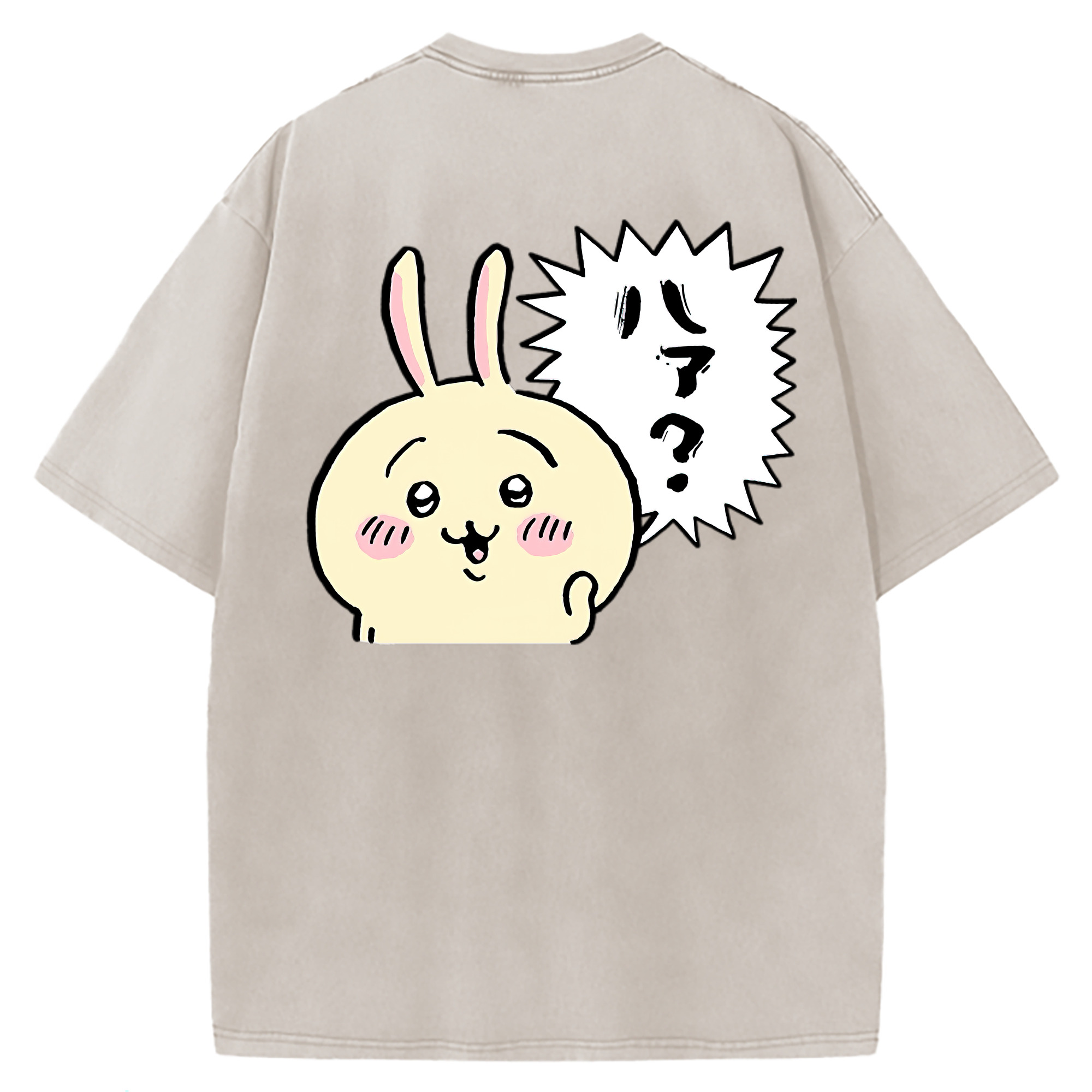 （画像用） ちいかわ うさぎ Chii-kawa usagi 綿100% ヴィンテージ風 半袖Tシャツ（背面プリント）