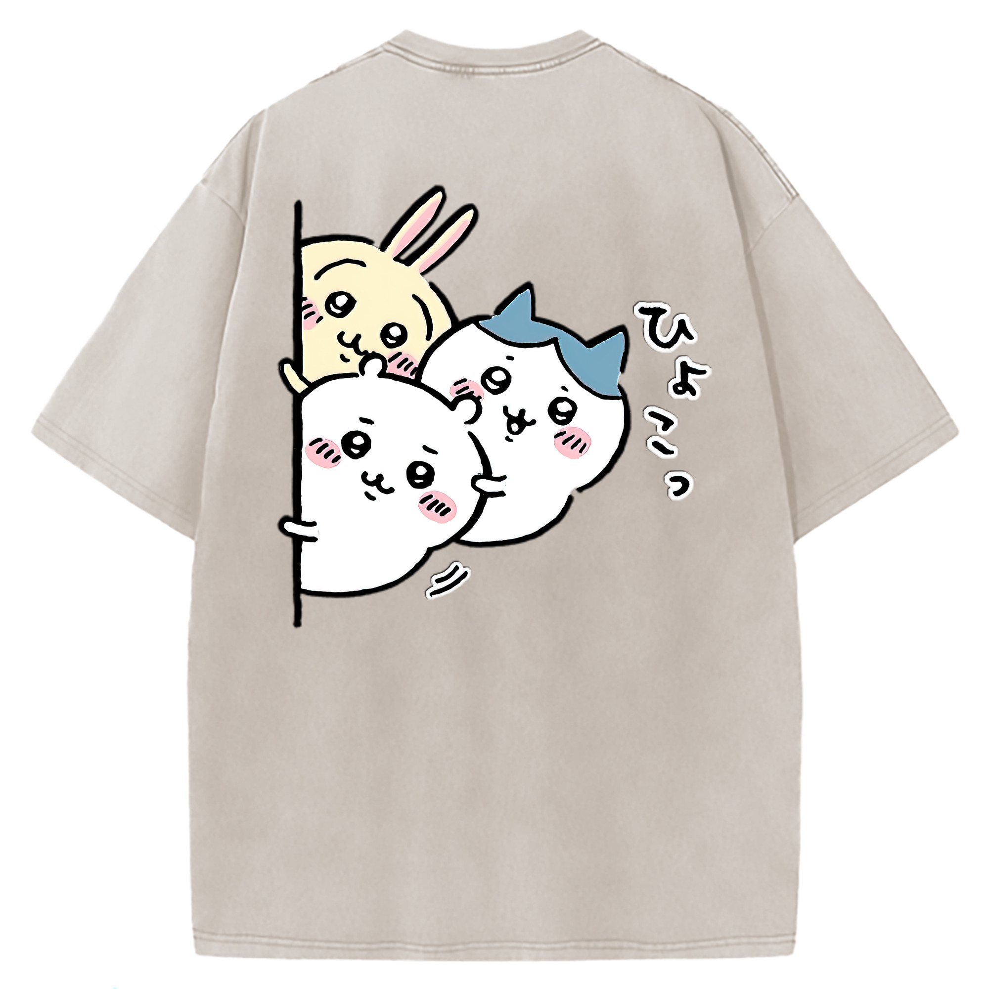 （画像用） ちいかわ うさぎ Chii-kawa usagi 綿100% ヴィンテージ風 半袖Tシャツ（背面プリント）