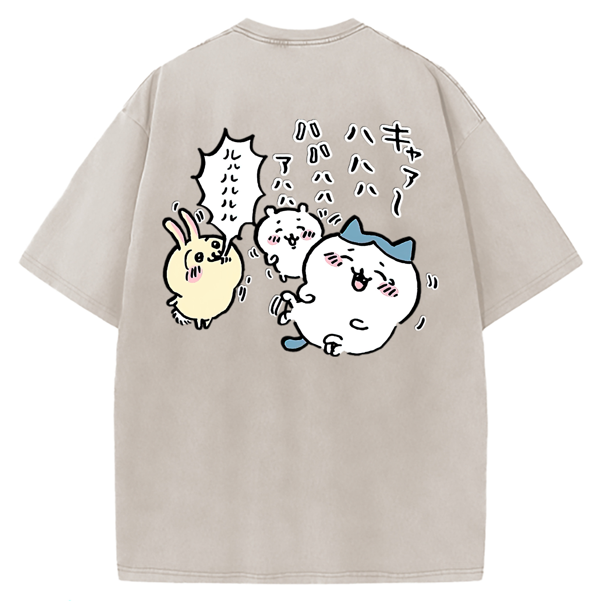 （画像用） ちいかわ うさぎ Chii-kawa usagi 綿100% ヴィンテージ風 半袖Tシャツ（背面プリント）