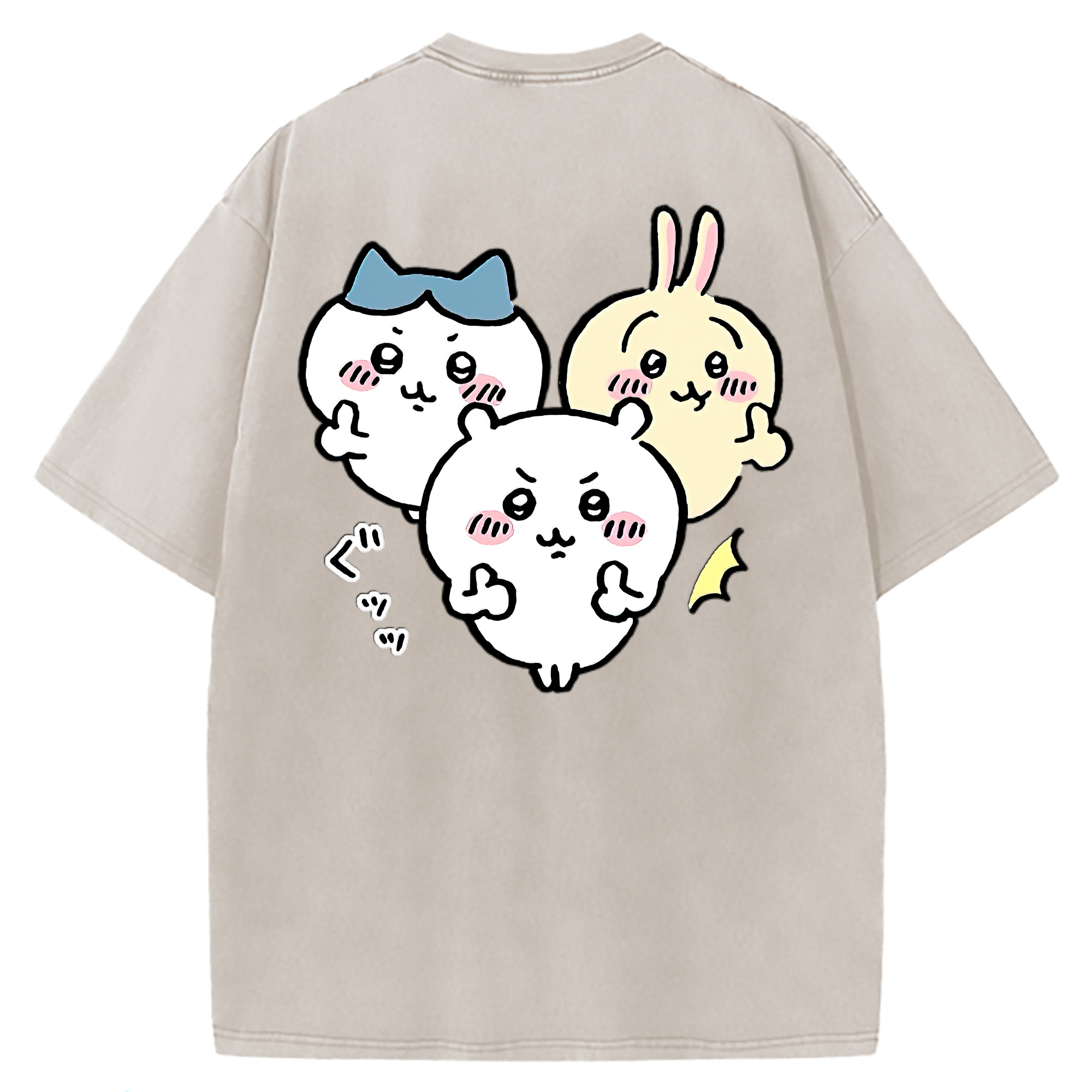 （画像用） ちいかわ うさぎ Chii-kawa usagi 綿100% ヴィンテージ風 半袖Tシャツ（背面プリント）