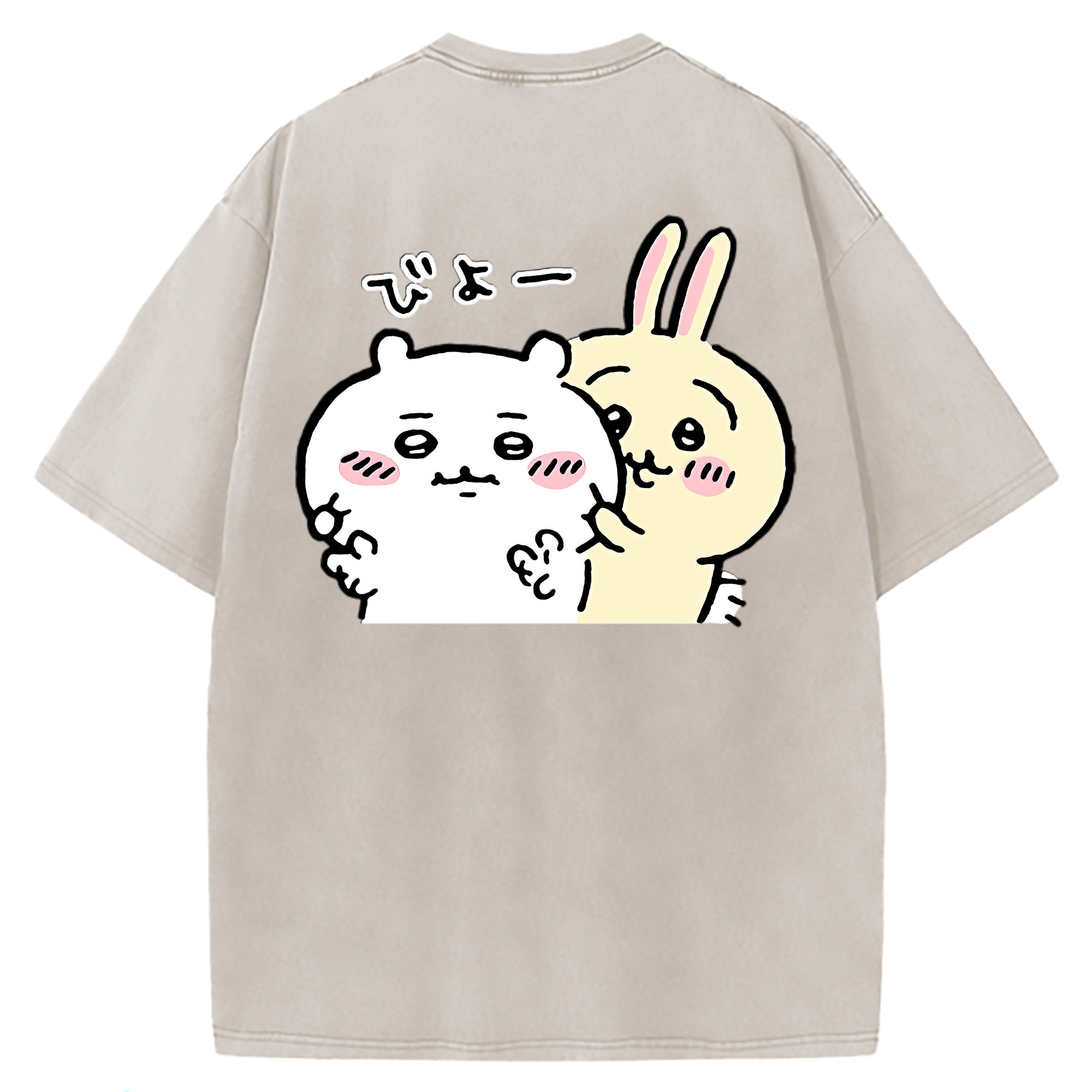 （画像用） ちいかわ うさぎ Chii-kawa usagi 綿100% ヴィンテージ風 半袖Tシャツ（背面プリント）