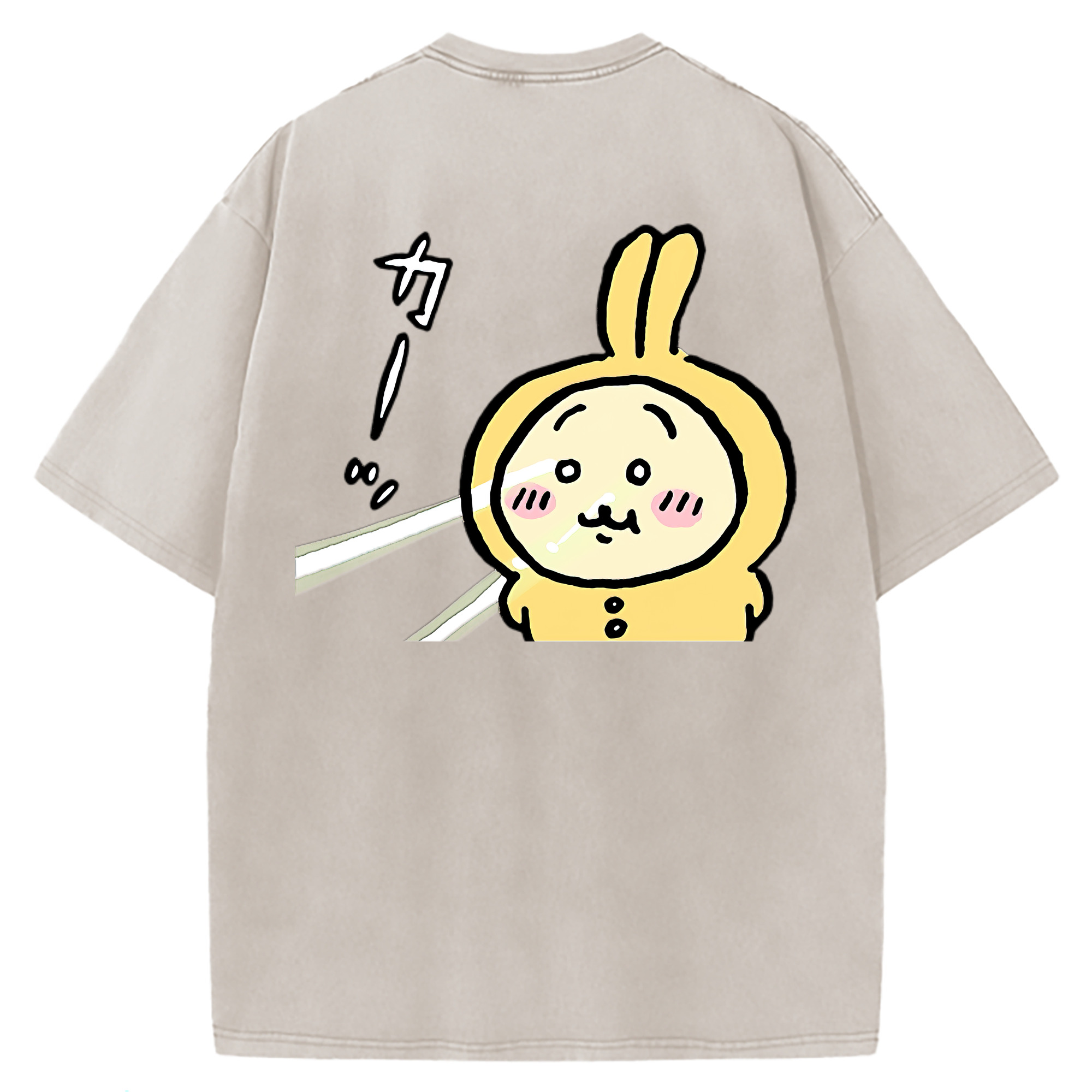 （画像用） ちいかわ うさぎ Chii-kawa usagi 綿100% ヴィンテージ風 半袖Tシャツ（背面プリント）