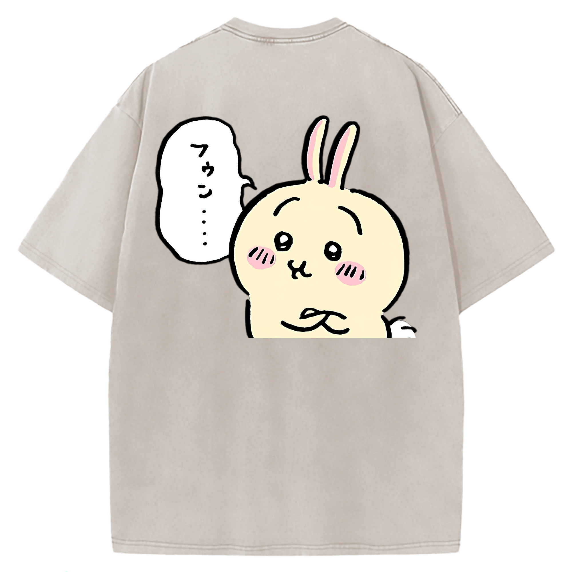 （画像用） ちいかわ うさぎ Chii-kawa usagi 綿100% ヴィンテージ風 半袖Tシャツ（背面プリント）