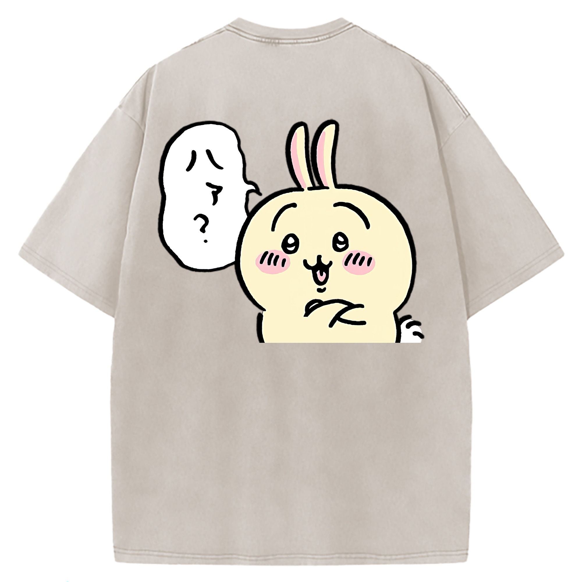 （画像用） ちいかわ うさぎ Chii-kawa usagi 綿100% ヴィンテージ風 半袖Tシャツ（背面プリント）