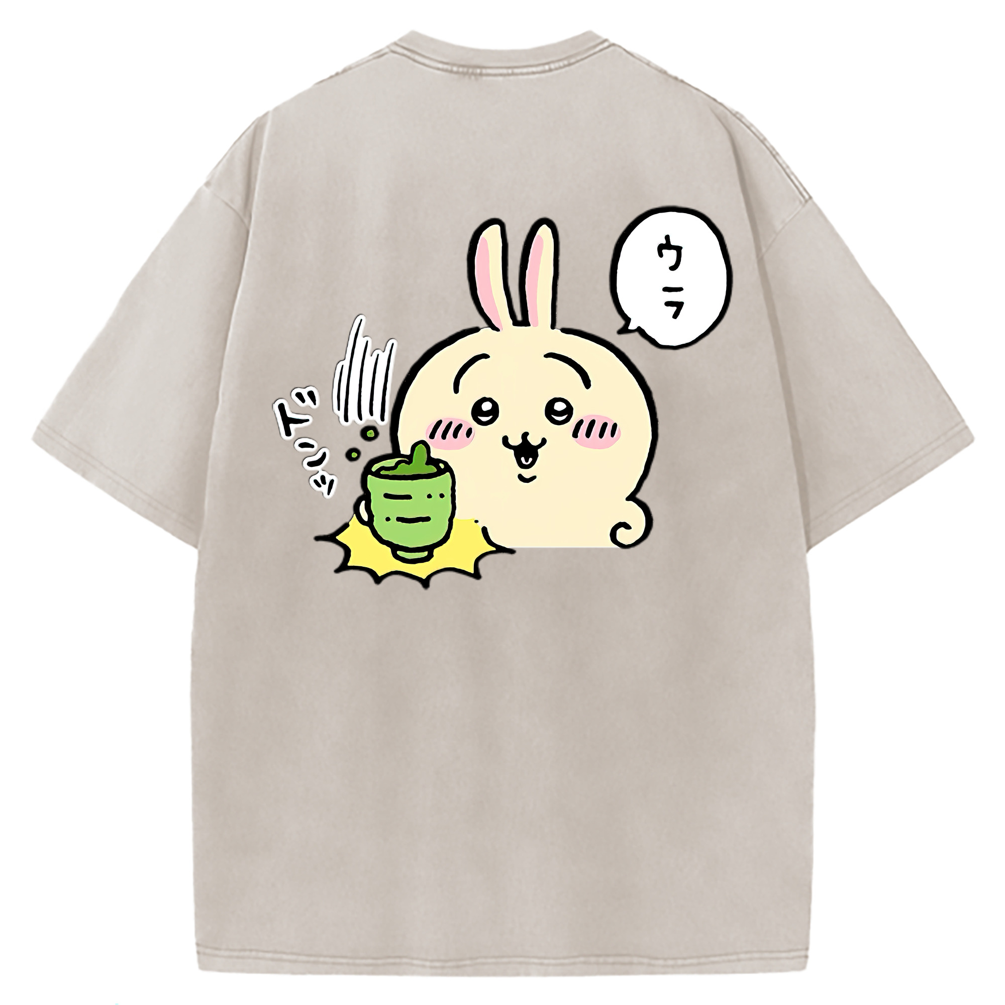 （画像用） ちいかわ うさぎ Chii-kawa usagi 綿100% ヴィンテージ風 半袖Tシャツ（背面プリント）