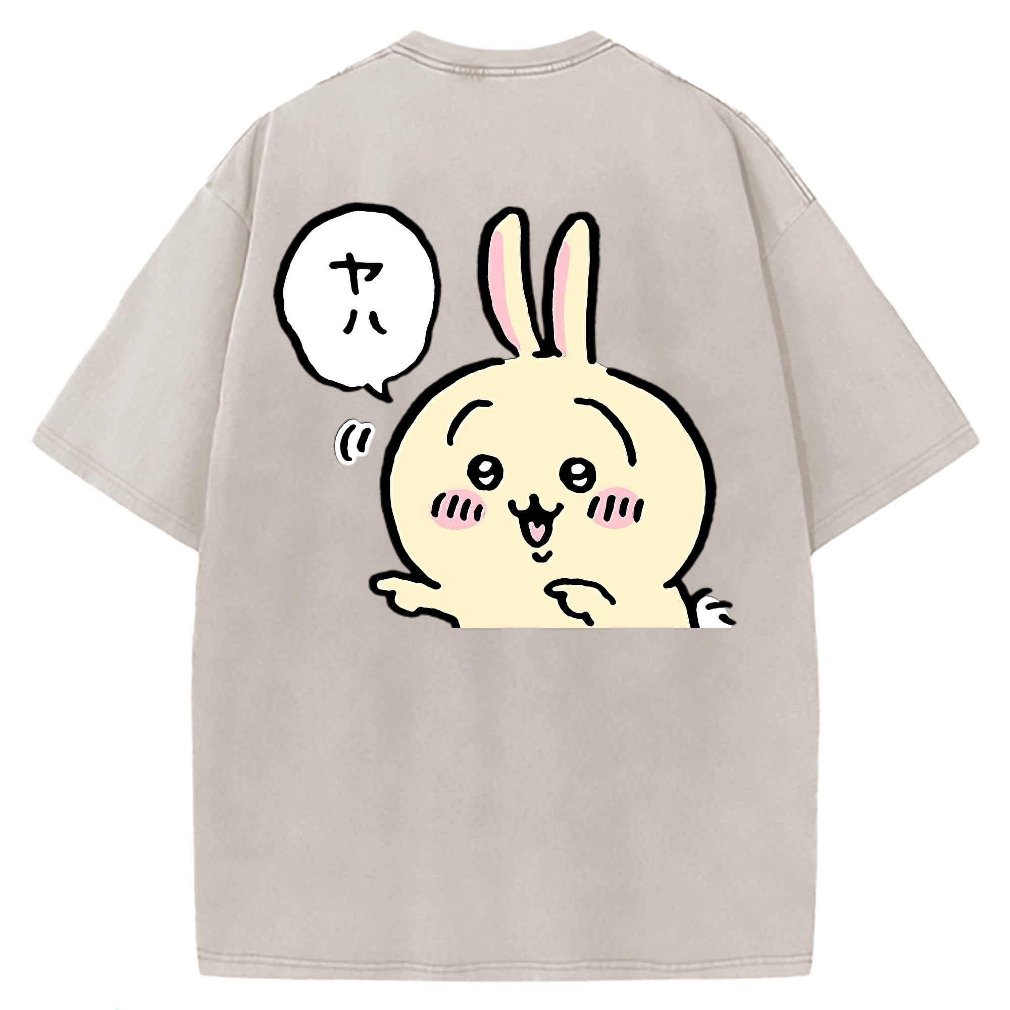 （画像用） ちいかわ うさぎ Chii-kawa usagi 綿100% ヴィンテージ風 半袖Tシャツ（背面プリント）