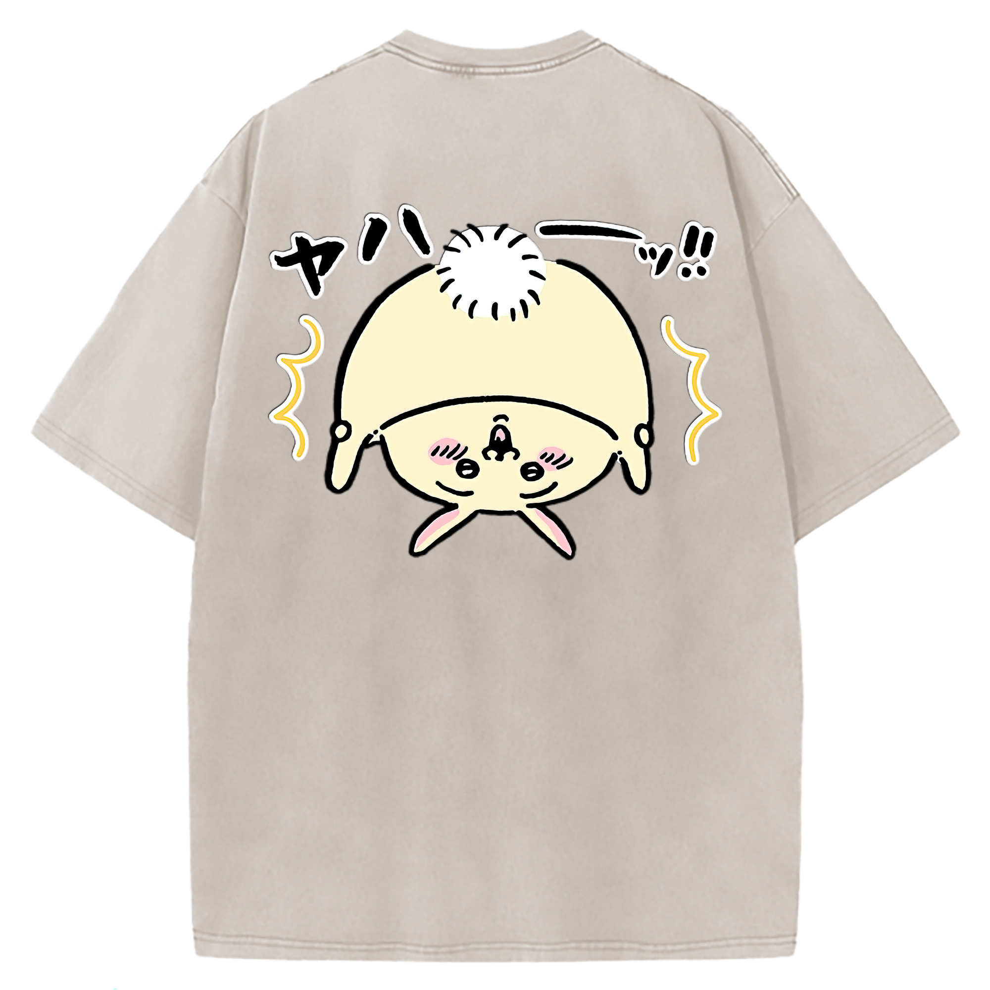 （画像用） ちいかわ うさぎ Chii-kawa usagi 綿100% ヴィンテージ風 半袖Tシャツ（背面プリント）