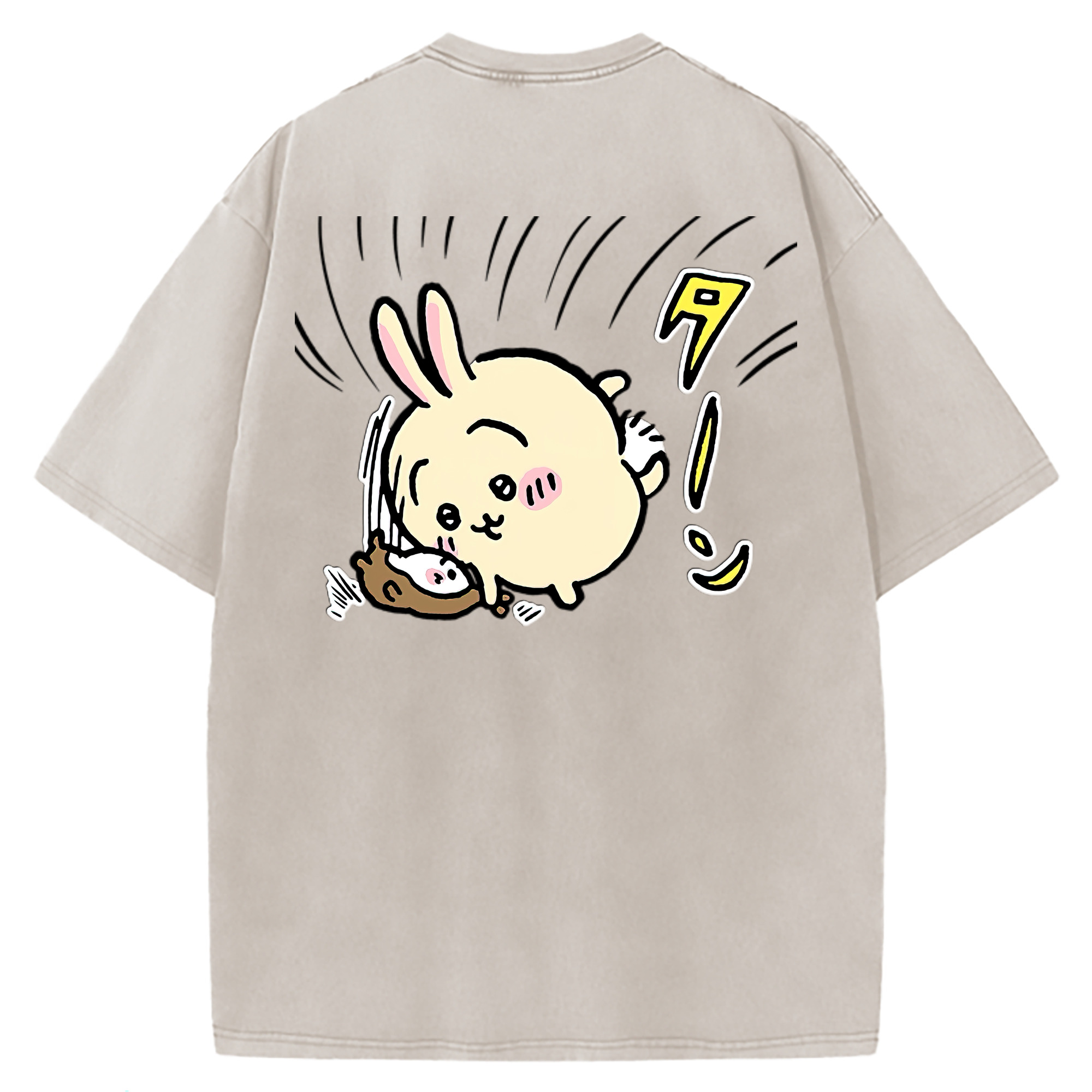 （画像用） ちいかわ うさぎ Chii-kawa usagi 綿100% ヴィンテージ風 半袖Tシャツ（背面プリント）