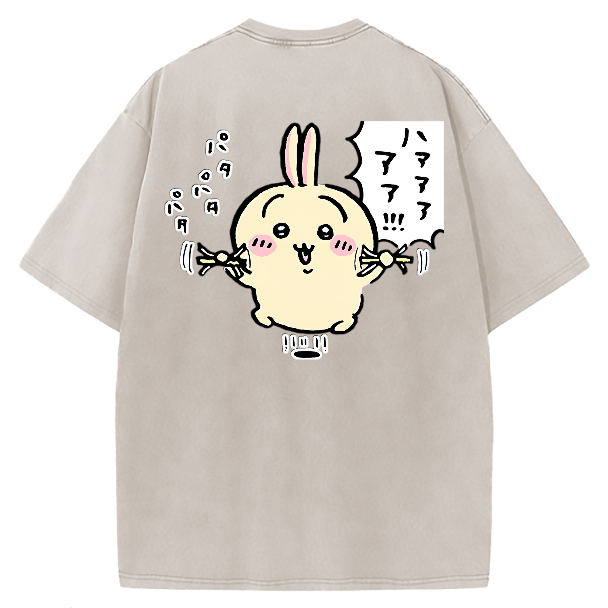 （画像用） ちいかわ うさぎ Chii-kawa usagi 綿100% ヴィンテージ風 半袖Tシャツ（背面プリント）