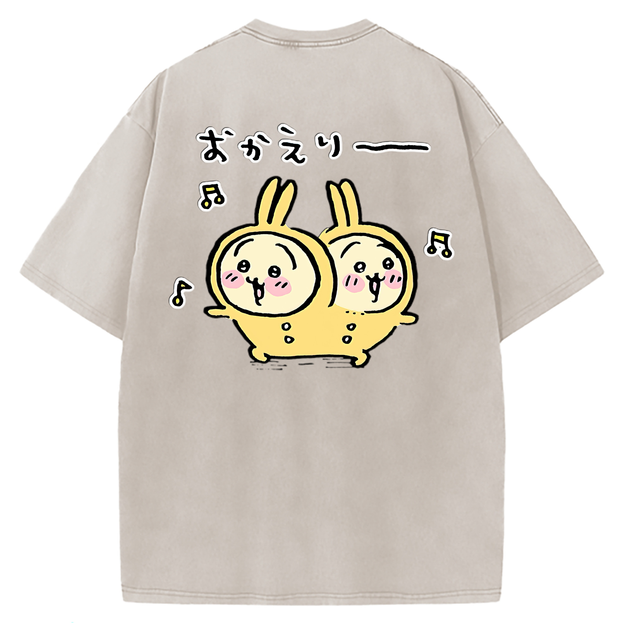 （画像用） ちいかわ うさぎ Chii-kawa usagi 綿100% ヴィンテージ風 半袖Tシャツ（背面プリント）