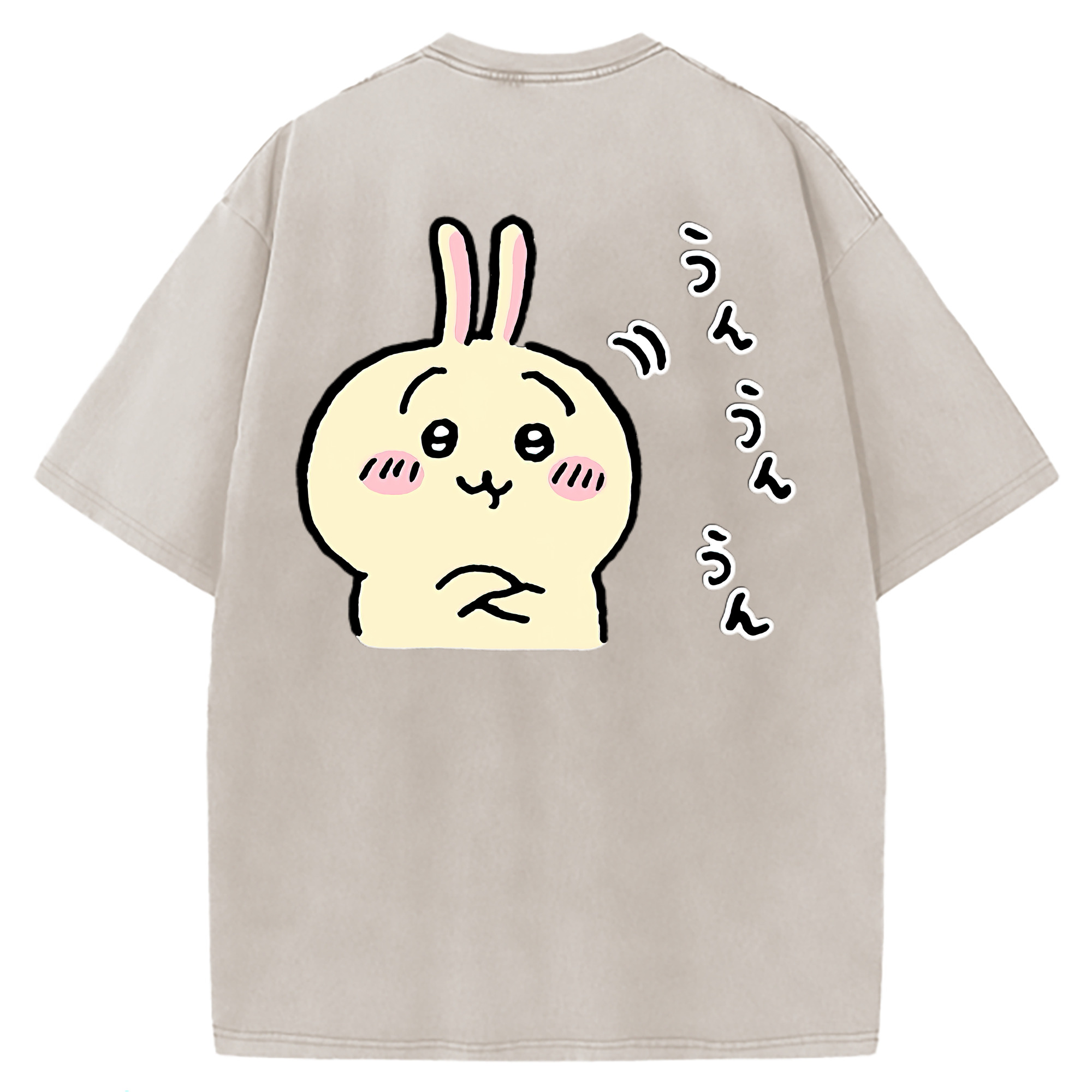 （画像用） ちいかわ うさぎ Chii-kawa usagi 綿100% ヴィンテージ風 半袖Tシャツ（背面プリント）