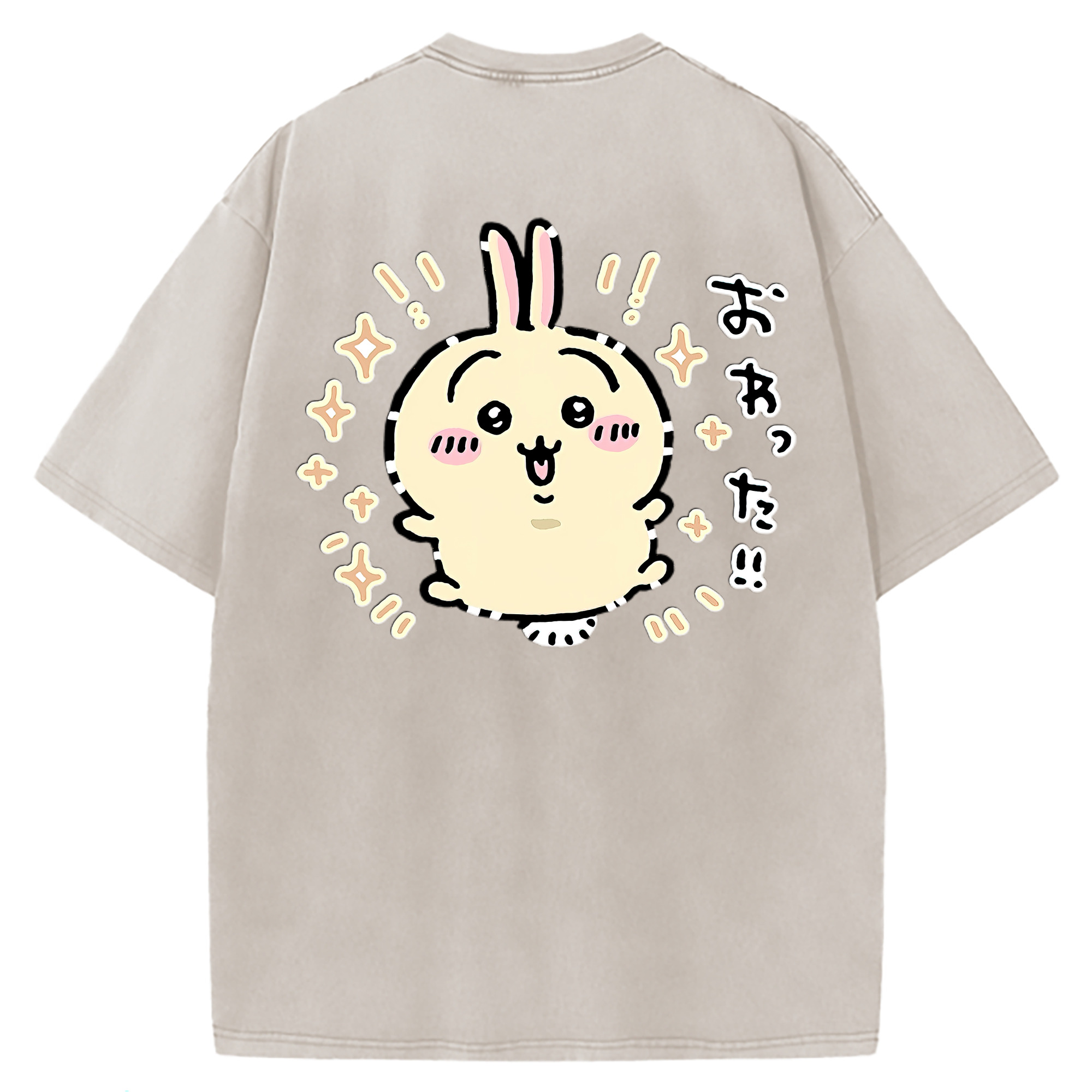 （画像用） ちいかわ うさぎ Chii-kawa usagi 綿100% ヴィンテージ風 半袖Tシャツ（背面プリント）