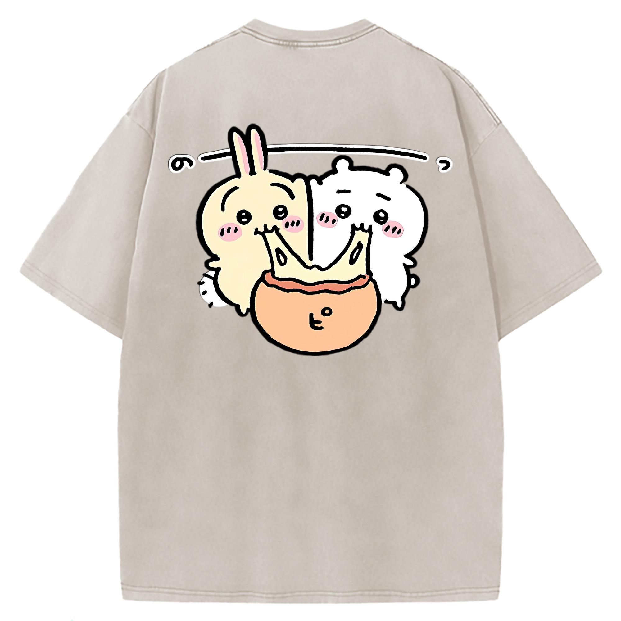 （画像用） ちいかわ うさぎ Chii-kawa usagi 綿100% ヴィンテージ風 半袖Tシャツ（背面プリント）