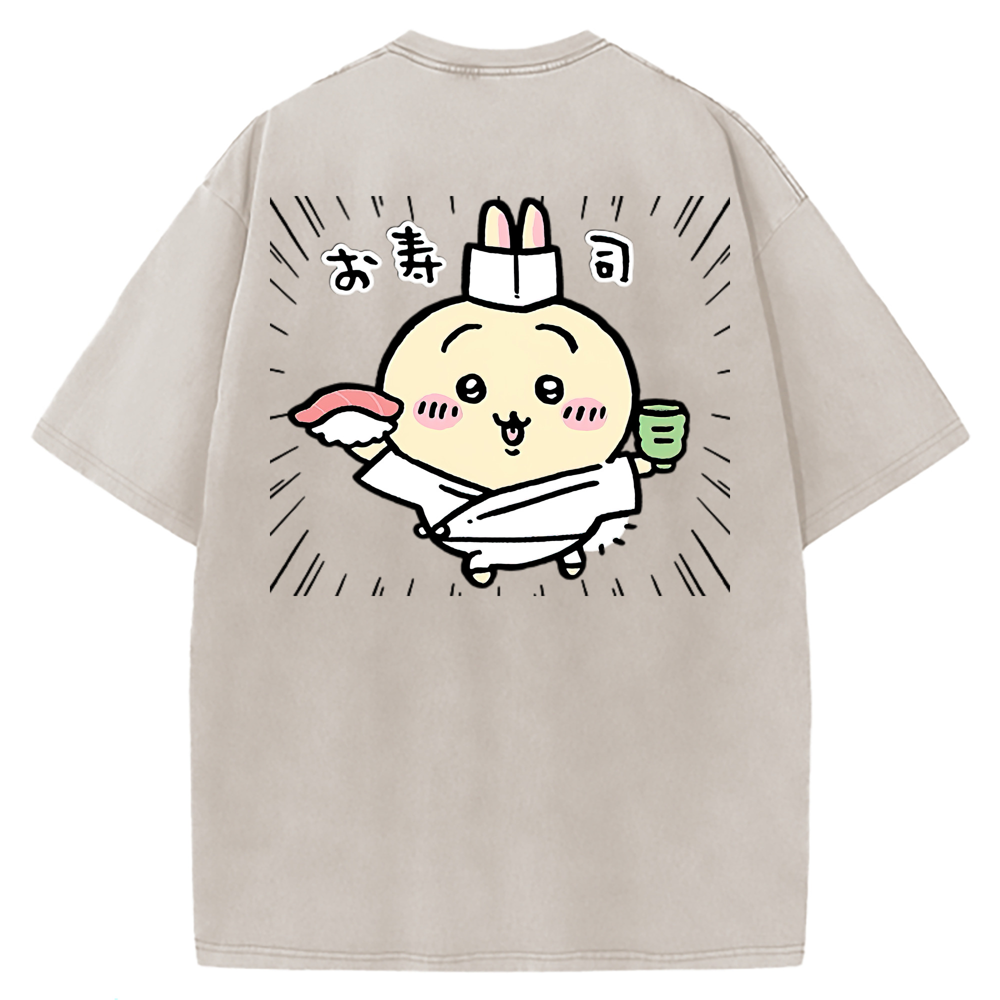 （画像用） ちいかわ うさぎ Chii-kawa usagi 綿100% ヴィンテージ風 半袖Tシャツ（背面プリント）
