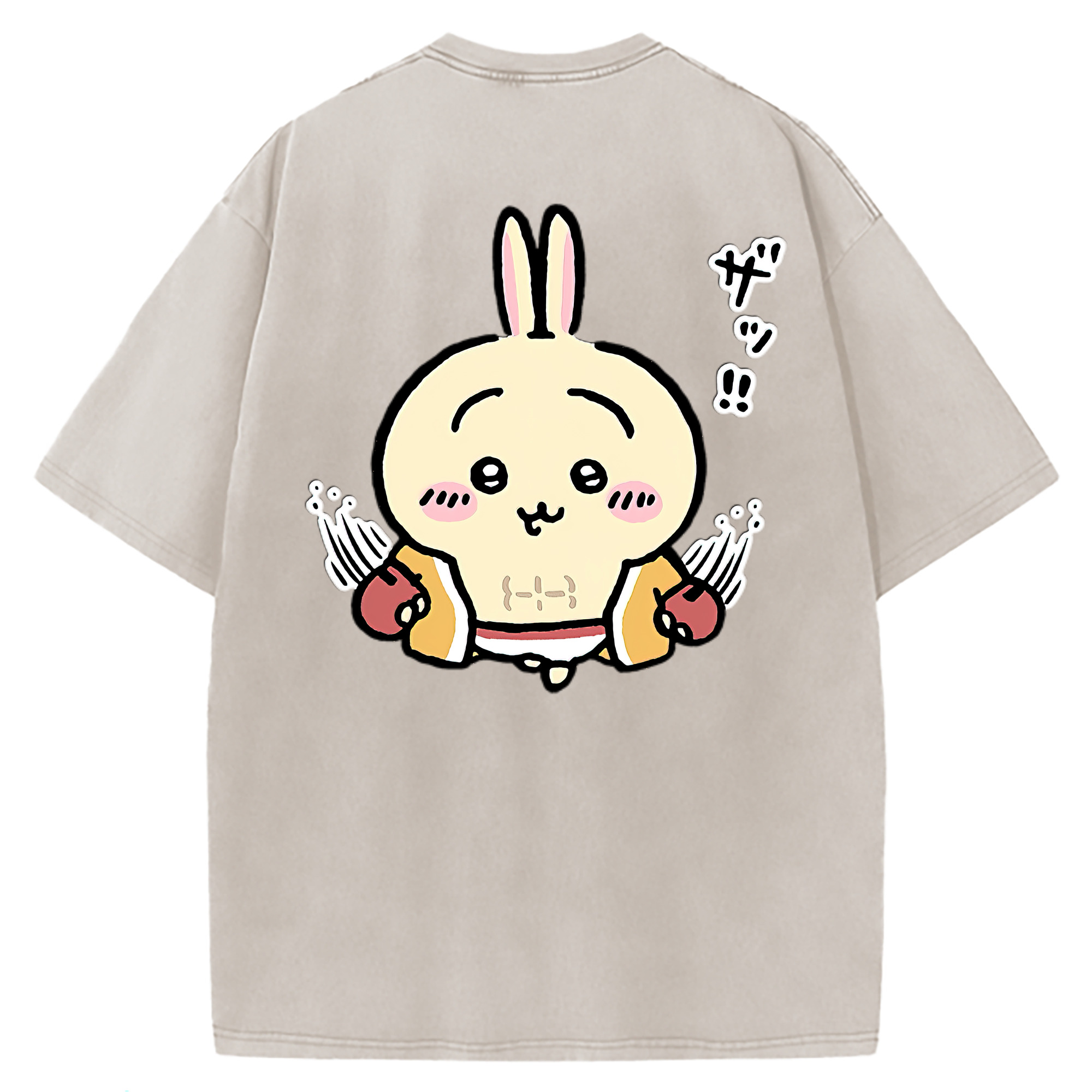 （画像用） ちいかわ うさぎ Chii-kawa usagi 綿100% ヴィンテージ風 半袖Tシャツ（背面プリント）
