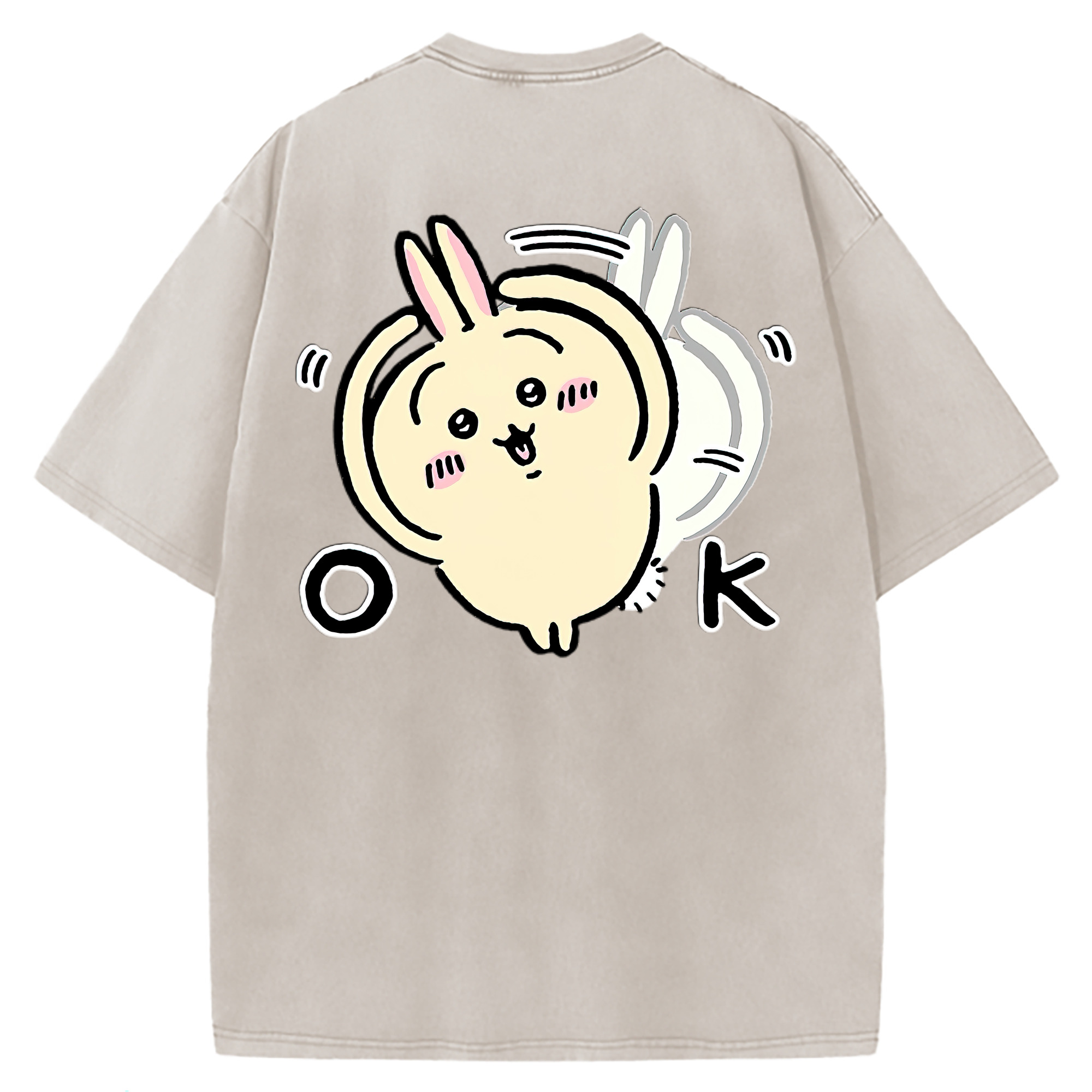 （画像用） ちいかわ うさぎ Chii-kawa usagi 綿100% ヴィンテージ風 半袖Tシャツ（背面プリント）
