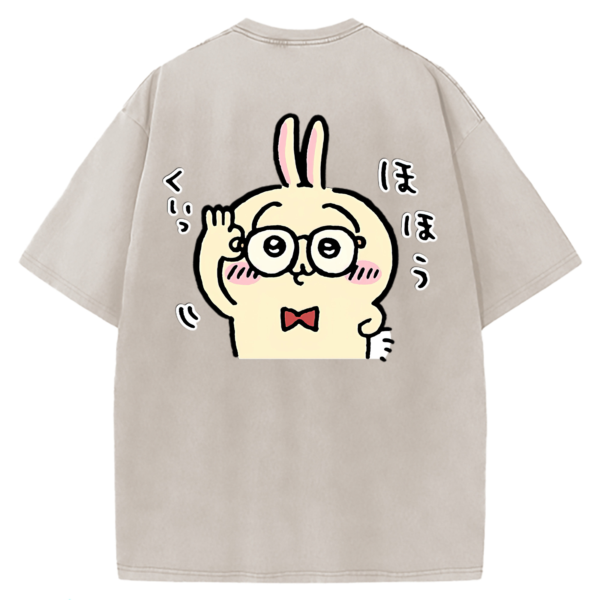 （画像用） ちいかわ うさぎ Chii-kawa usagi 綿100% ヴィンテージ風 半袖Tシャツ（背面プリント）
