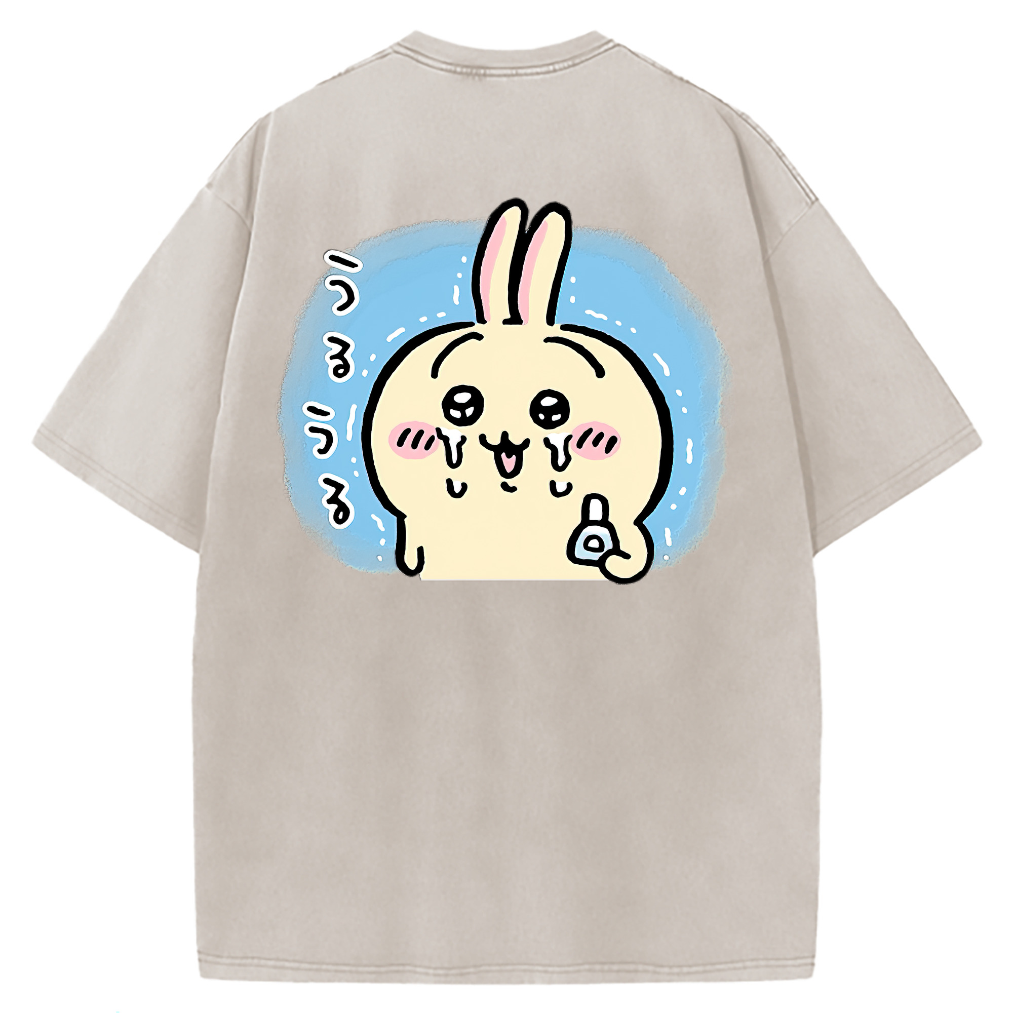 （画像用） ちいかわ うさぎ Chii-kawa usagi 綿100% ヴィンテージ風 半袖Tシャツ（背面プリント）