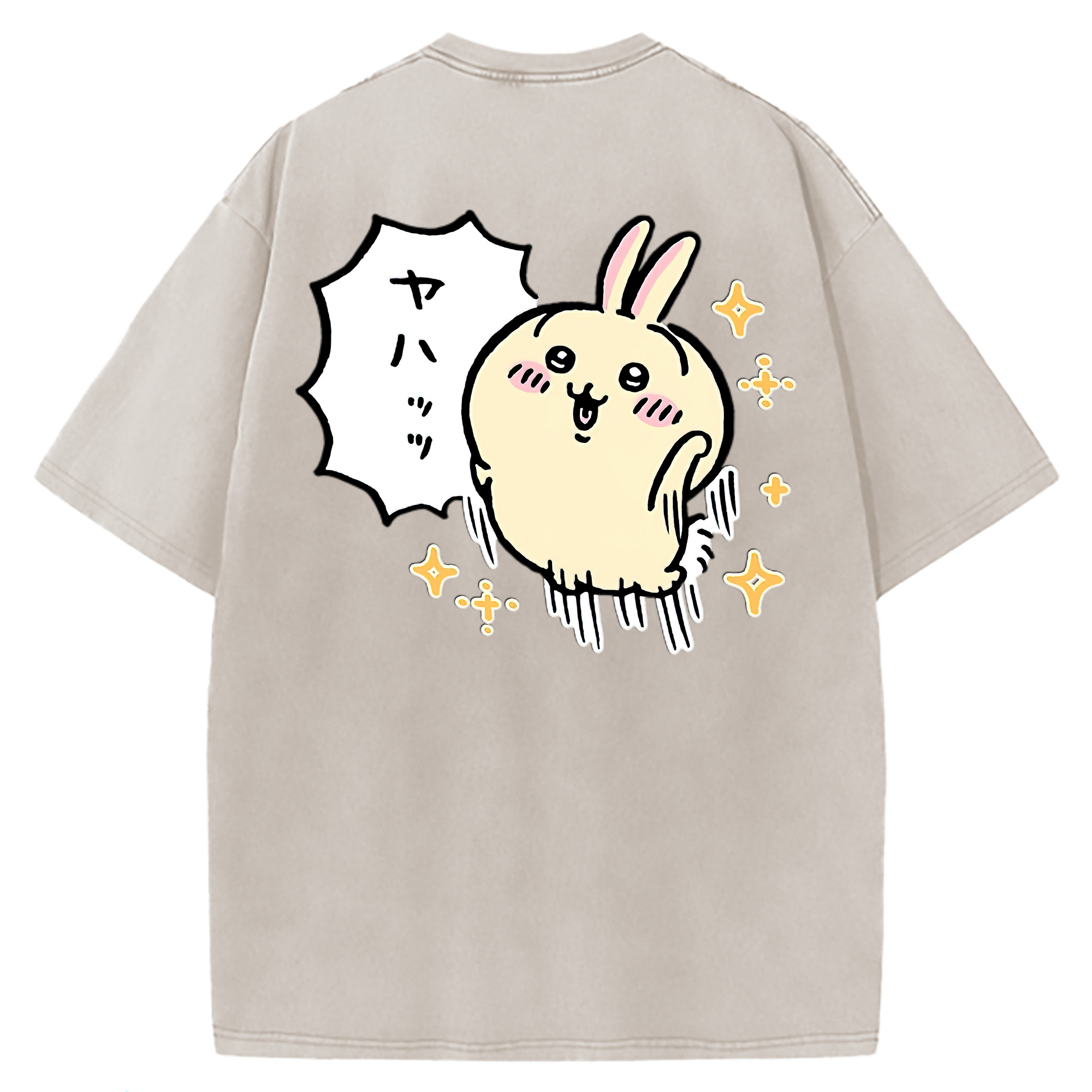 （画像用） ちいかわ うさぎ Chii-kawa usagi 綿100% ヴィンテージ風 半袖Tシャツ（背面プリント）
