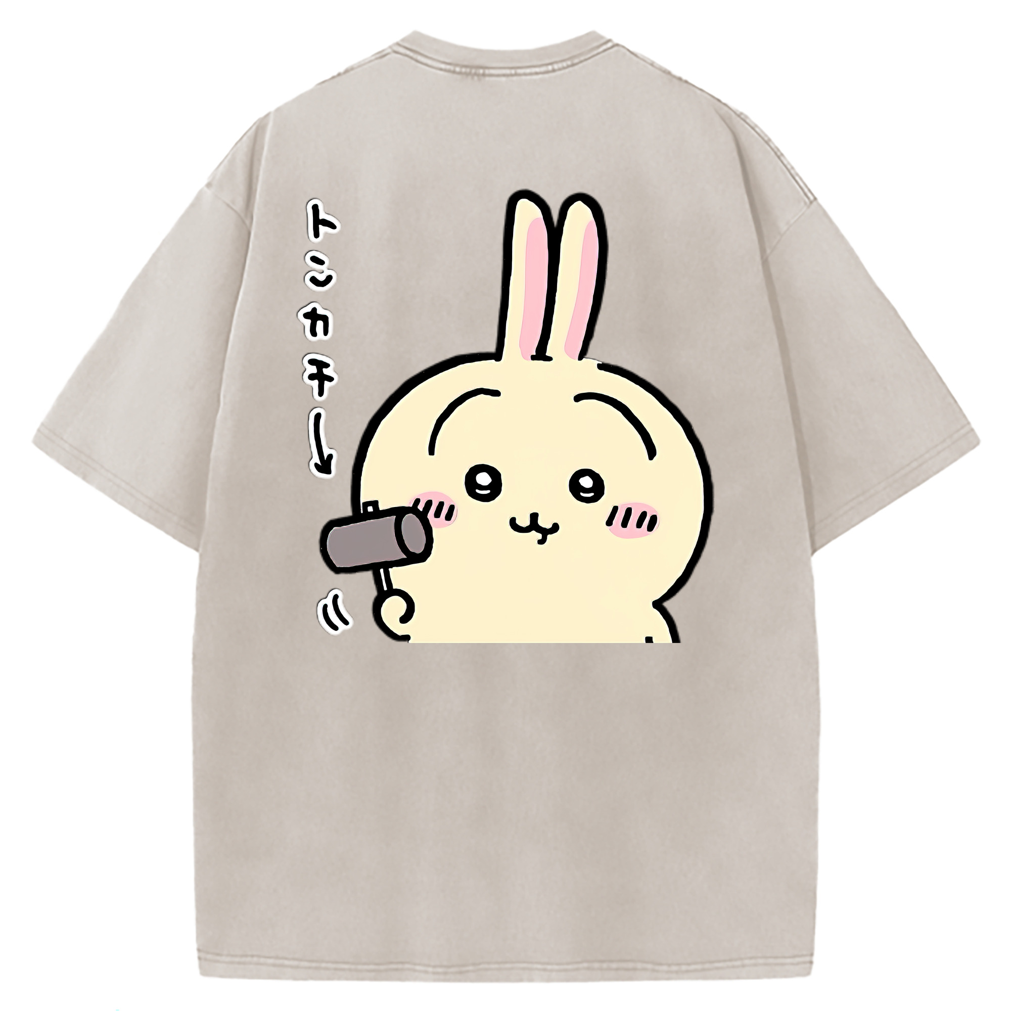 （画像用） ちいかわ うさぎ Chii-kawa usagi 綿100% ヴィンテージ風 半袖Tシャツ（背面プリント）