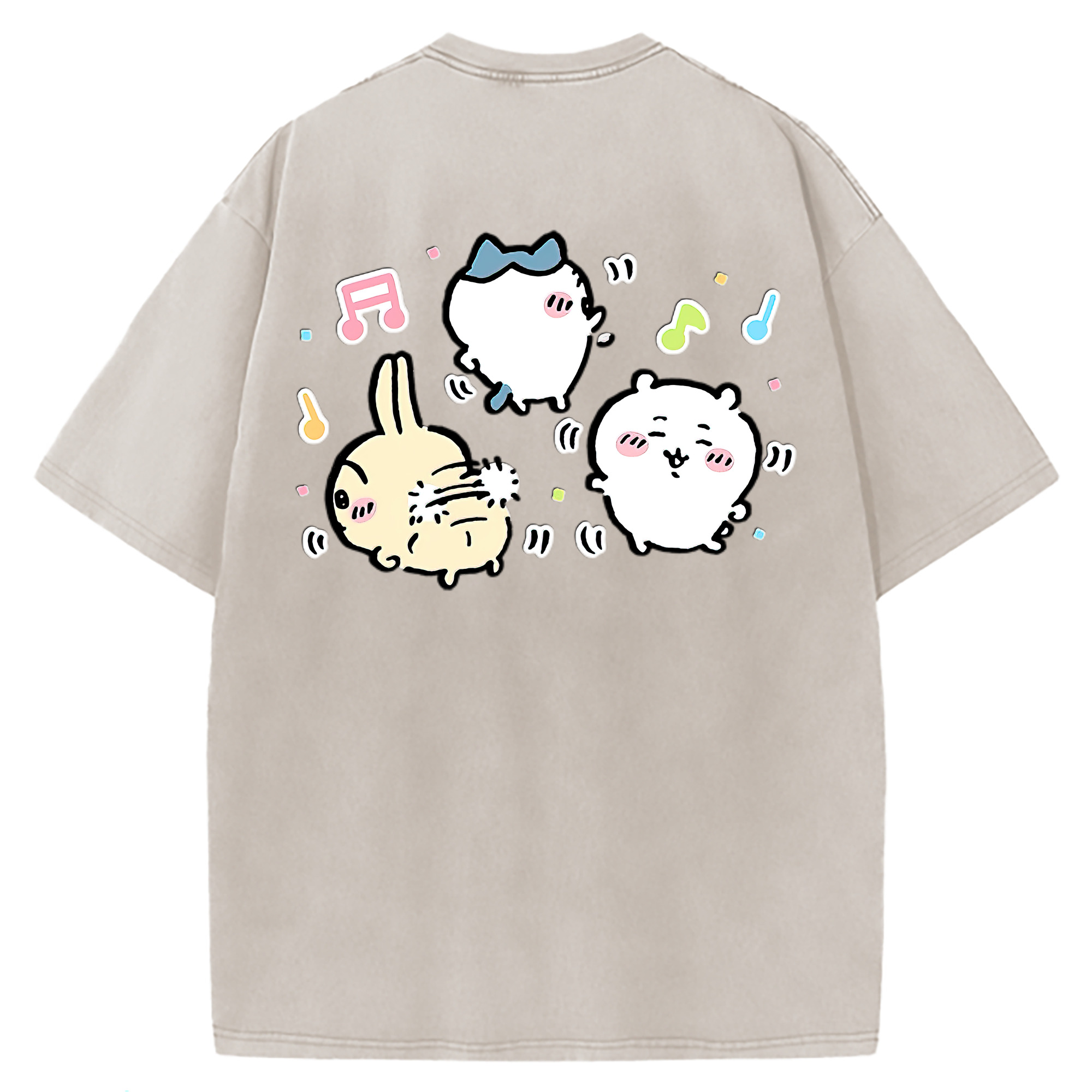 （画像用） ちいかわ うさぎ Chii-kawa usagi 綿100% ヴィンテージ風 半袖Tシャツ（背面プリント）
