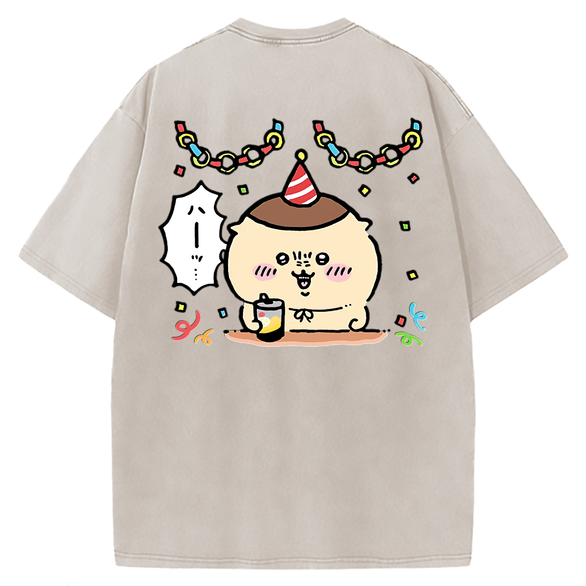 （画像用） ちいかわ くりまんじゅう Chii-kawa kuri manjū 綿100% ヴィンテージ風 半袖Tシャツ（背面プリント）