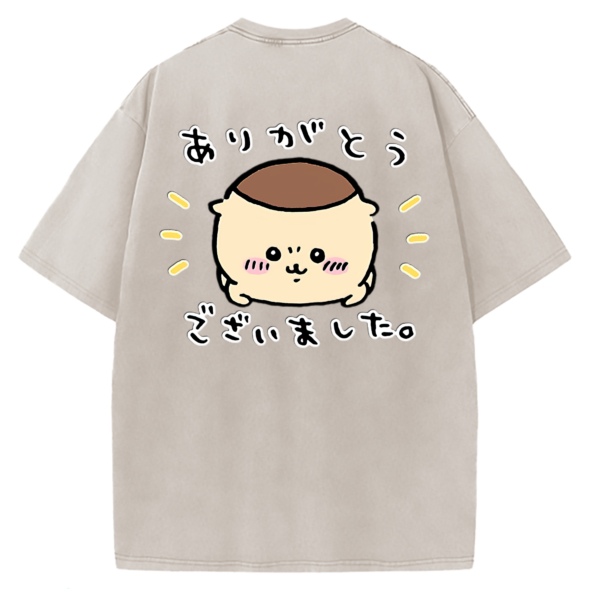 （画像用） ちいかわ くりまんじゅう Chii-kawa kuri manjū 綿100% ヴィンテージ風 半袖Tシャツ（背面プリント）