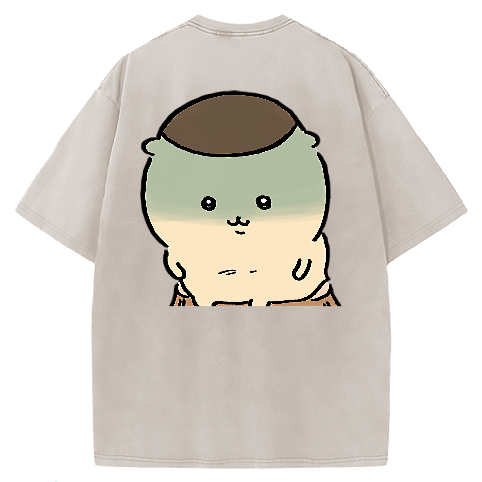 （画像用） ちいかわ くりまんじゅう Chii-kawa kuri manjū 綿100% ヴィンテージ風 半袖Tシャツ（背面プリント）