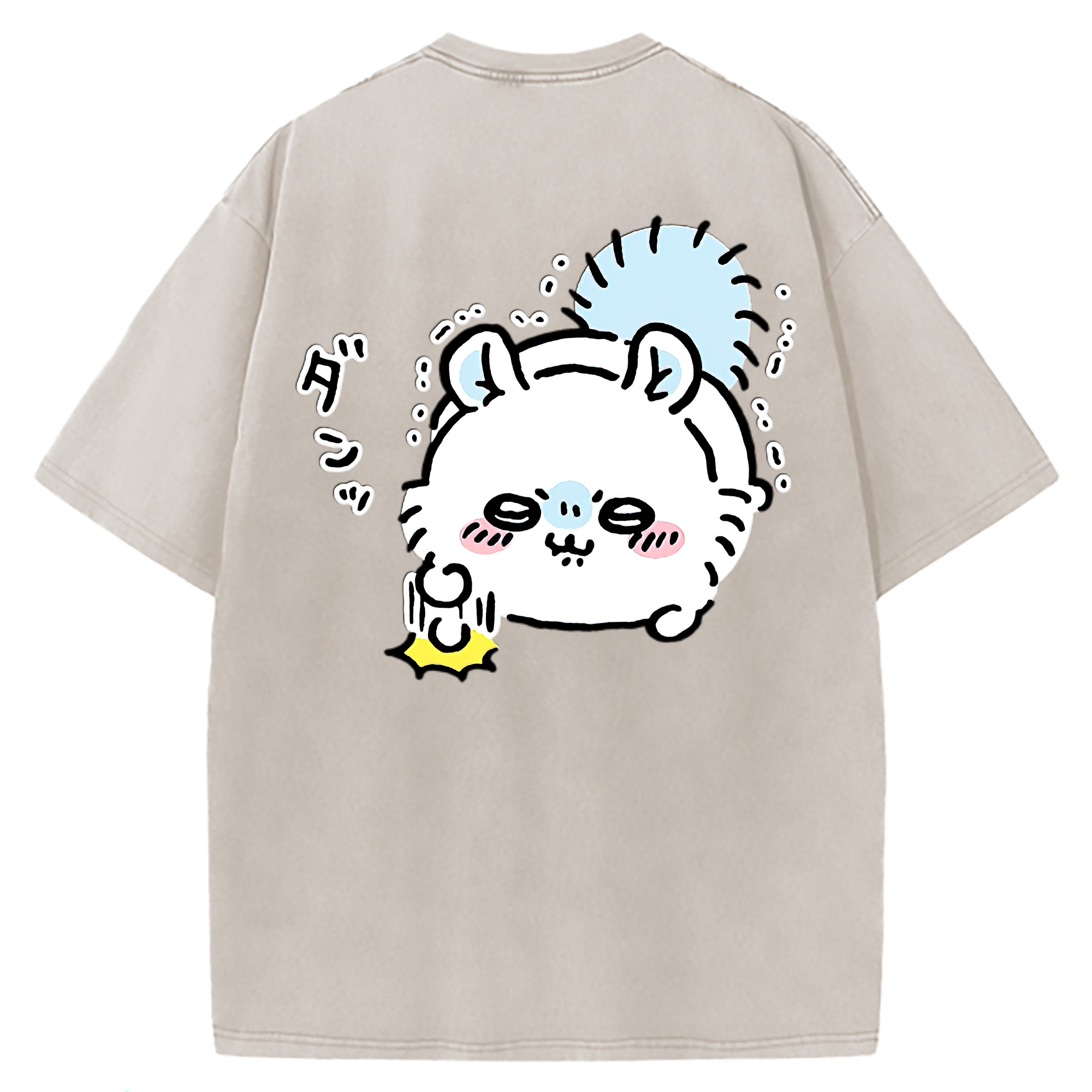 （画像用） ちいかわ モモンガ Chii-kawa Momonga 綿100% ヴィンテージ風 半袖Tシャツ（背面プリント）