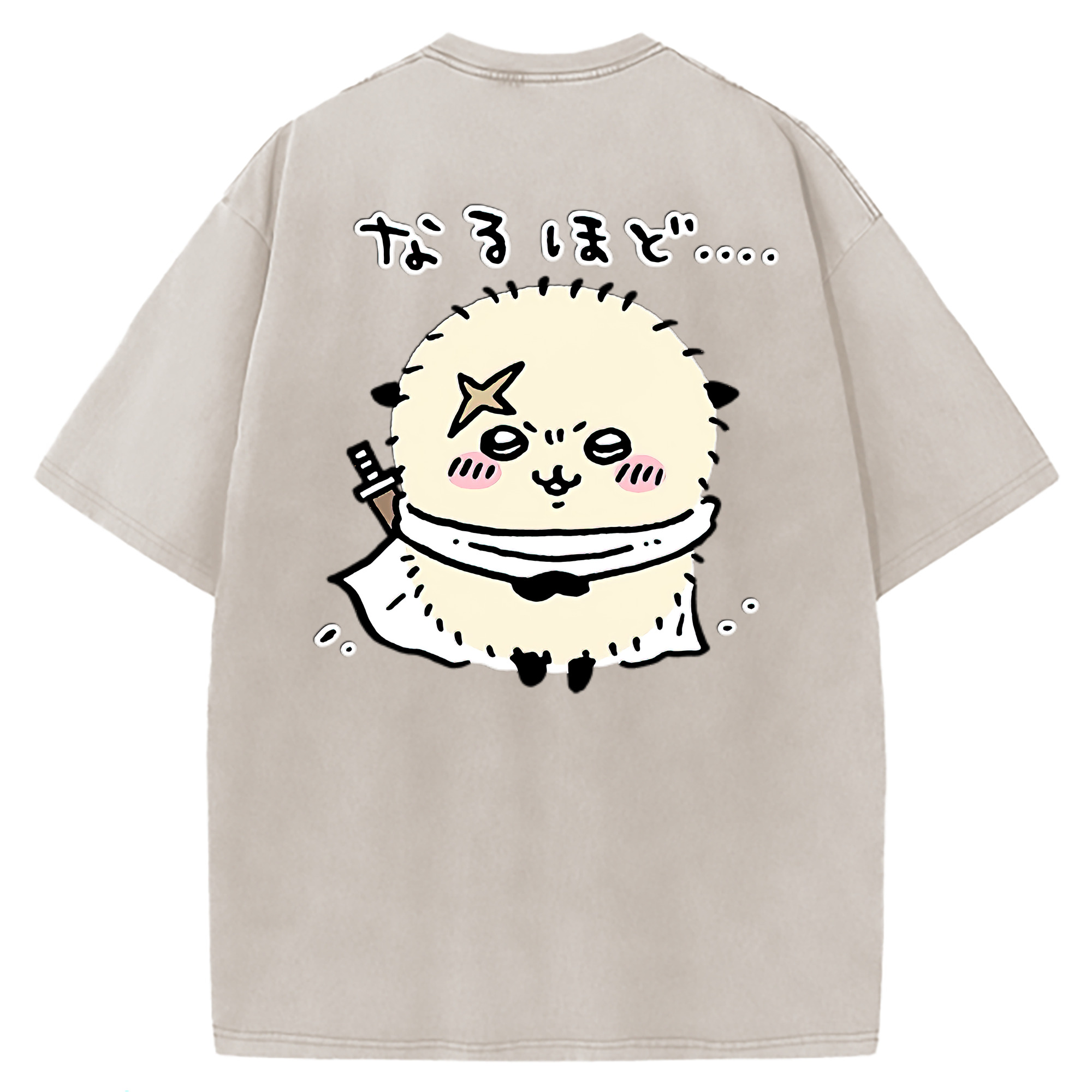 （画像用） ちいかわ ラッコ Chii-kawa Sea otter 綿100% ヴィンテージ風 半袖Tシャツ（背面プリント）