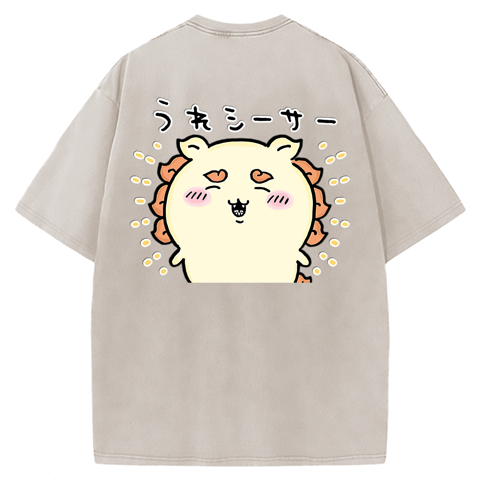 （画像用） ちいかわ シーサー Chii-kawa Shisa 綿100% ヴィンテージ風 半袖Tシャツ（背面プリント）