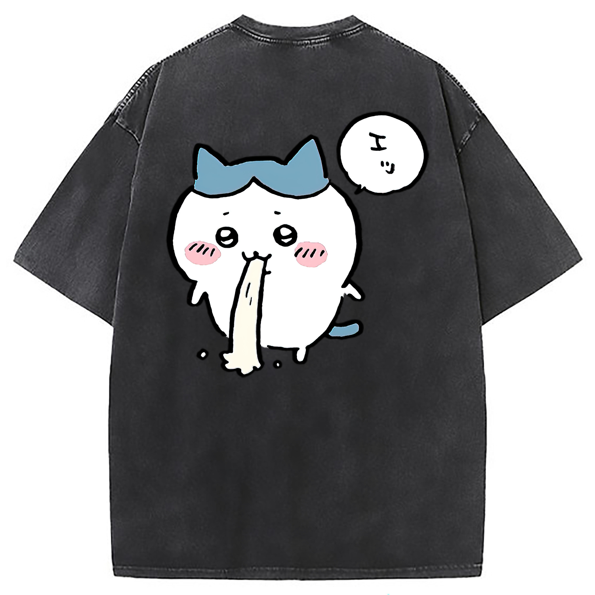 （画像用） ちいかわ ハチワレ Chii-kawa hachiware 綿100% ヴィンテージ風 半袖Tシャツ（背面プリント）