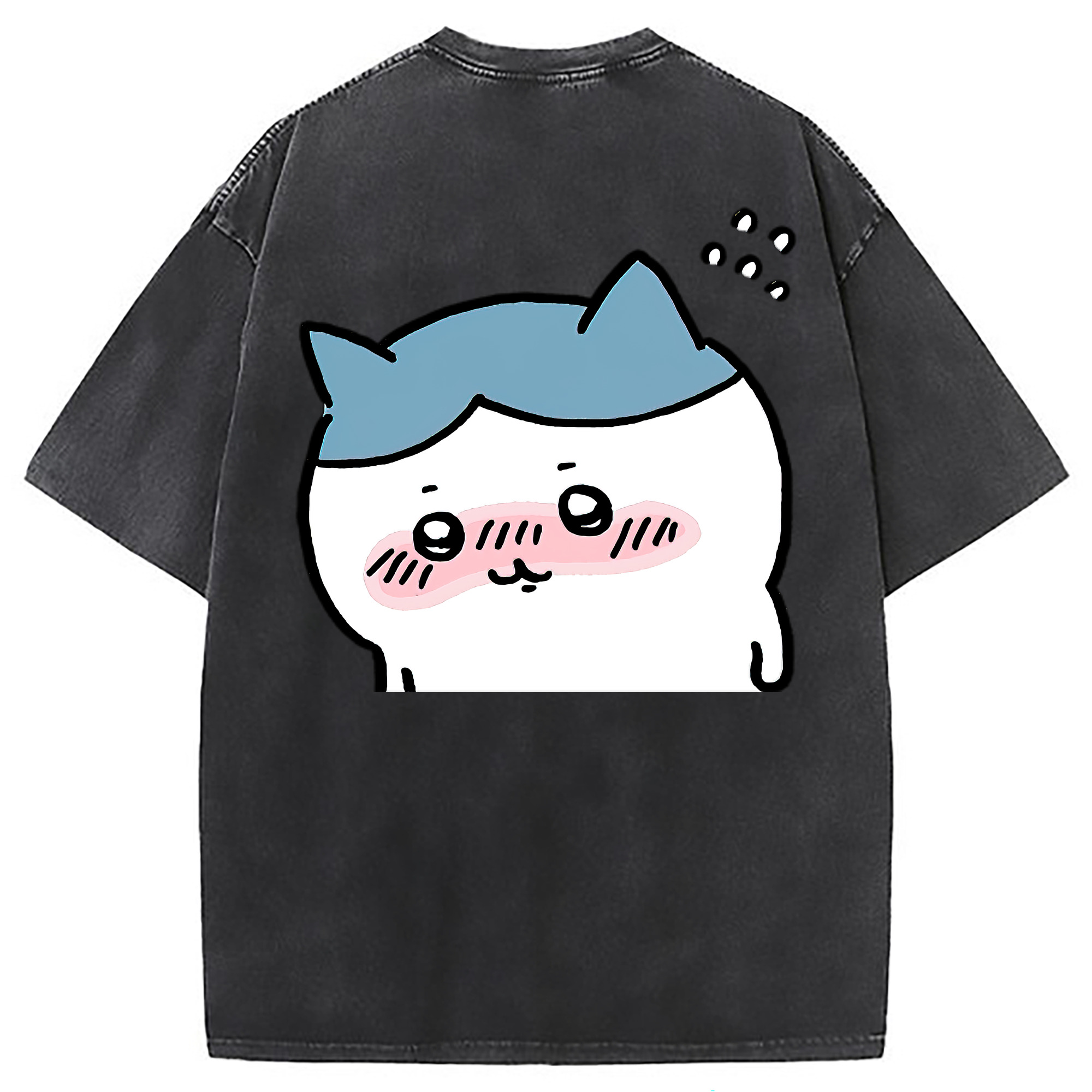 （画像用） ちいかわ ハチワレ Chii-kawa hachiware 綿100% ヴィンテージ風 半袖Tシャツ（背面プリント）