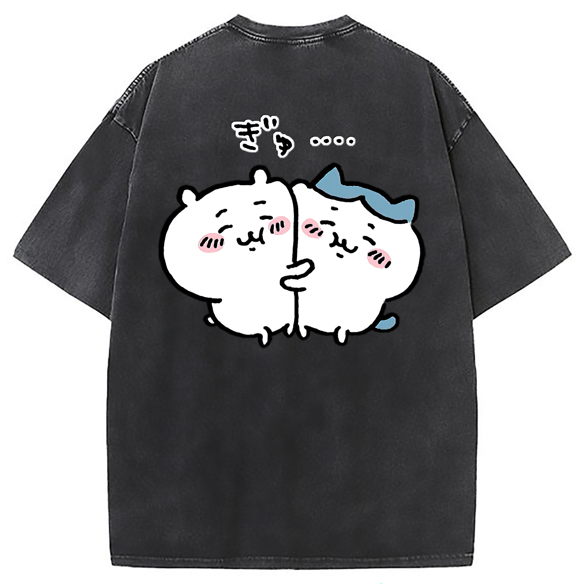 （画像用） ちいかわ ハチワレ Chii-kawa hachiware 綿100% ヴィンテージ風 半袖Tシャツ（背面プリント）