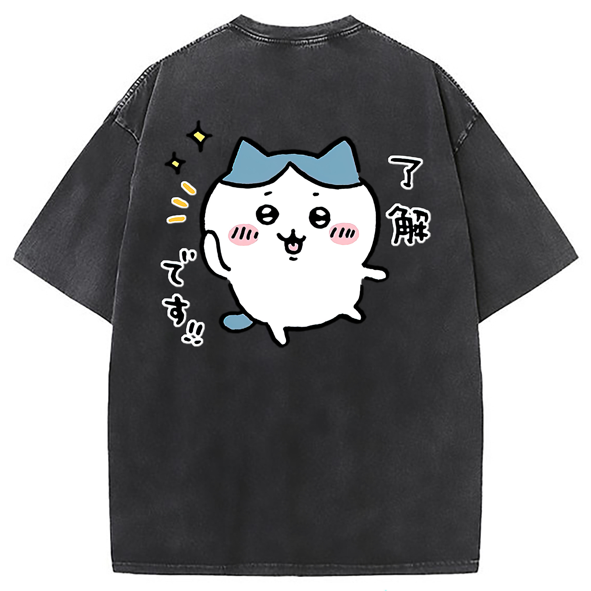 （画像用） ちいかわ ハチワレ Chii-kawa hachiware 綿100% ヴィンテージ風 半袖Tシャツ（背面プリント）